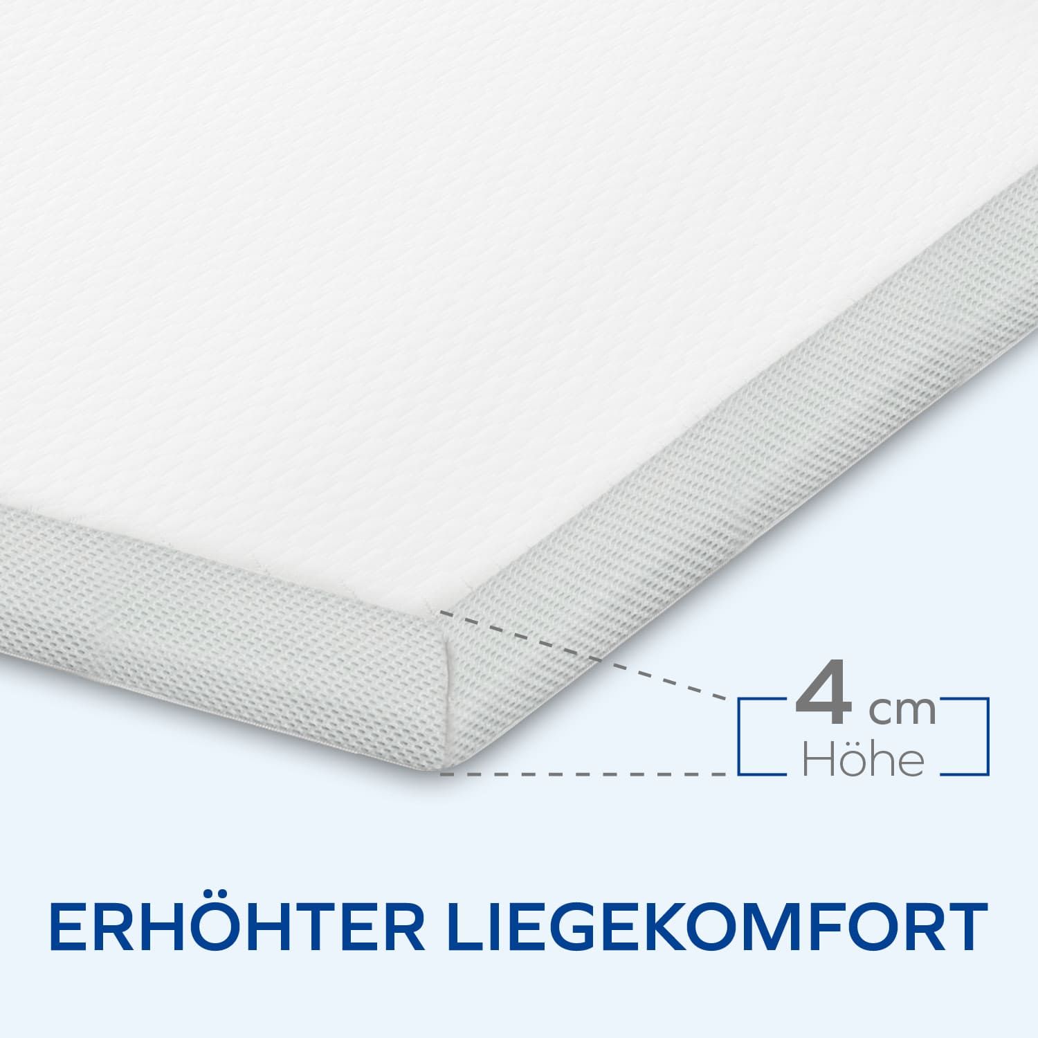 MLILY Topper 4 cm hoch, Visko, für Hausstauballergiker geeignet, mit waschbarem Bezug
