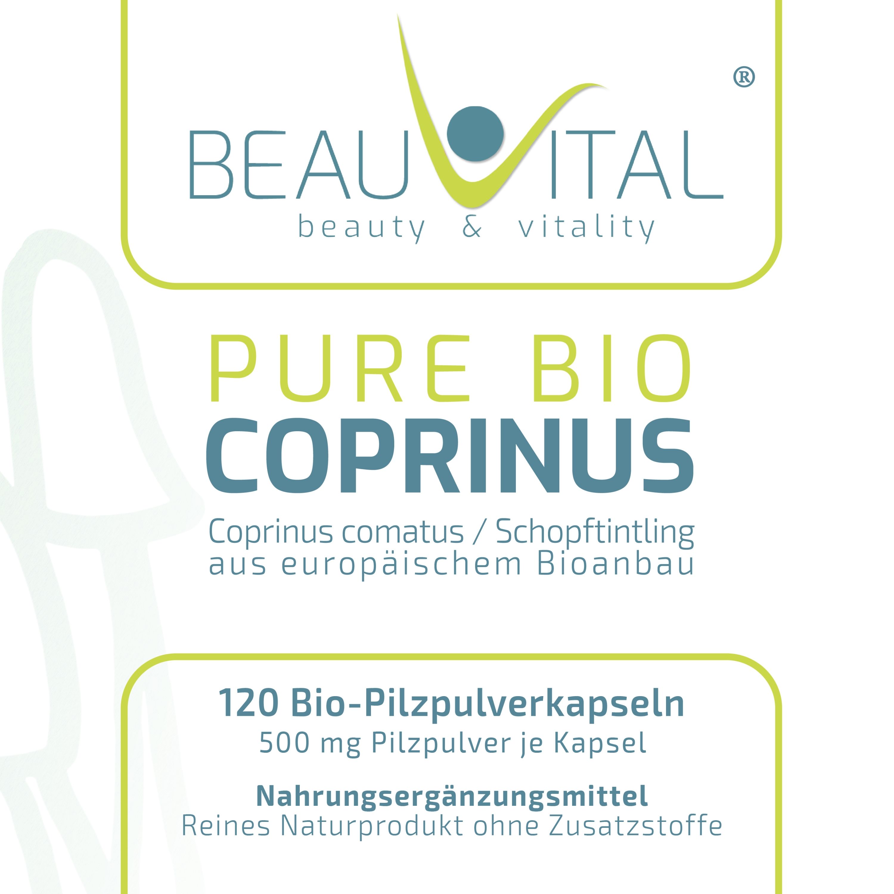 BEAUVITAL® Pure Bio Schopftintling Kapseln, (Coprinus comatus) aus EU-Anbau