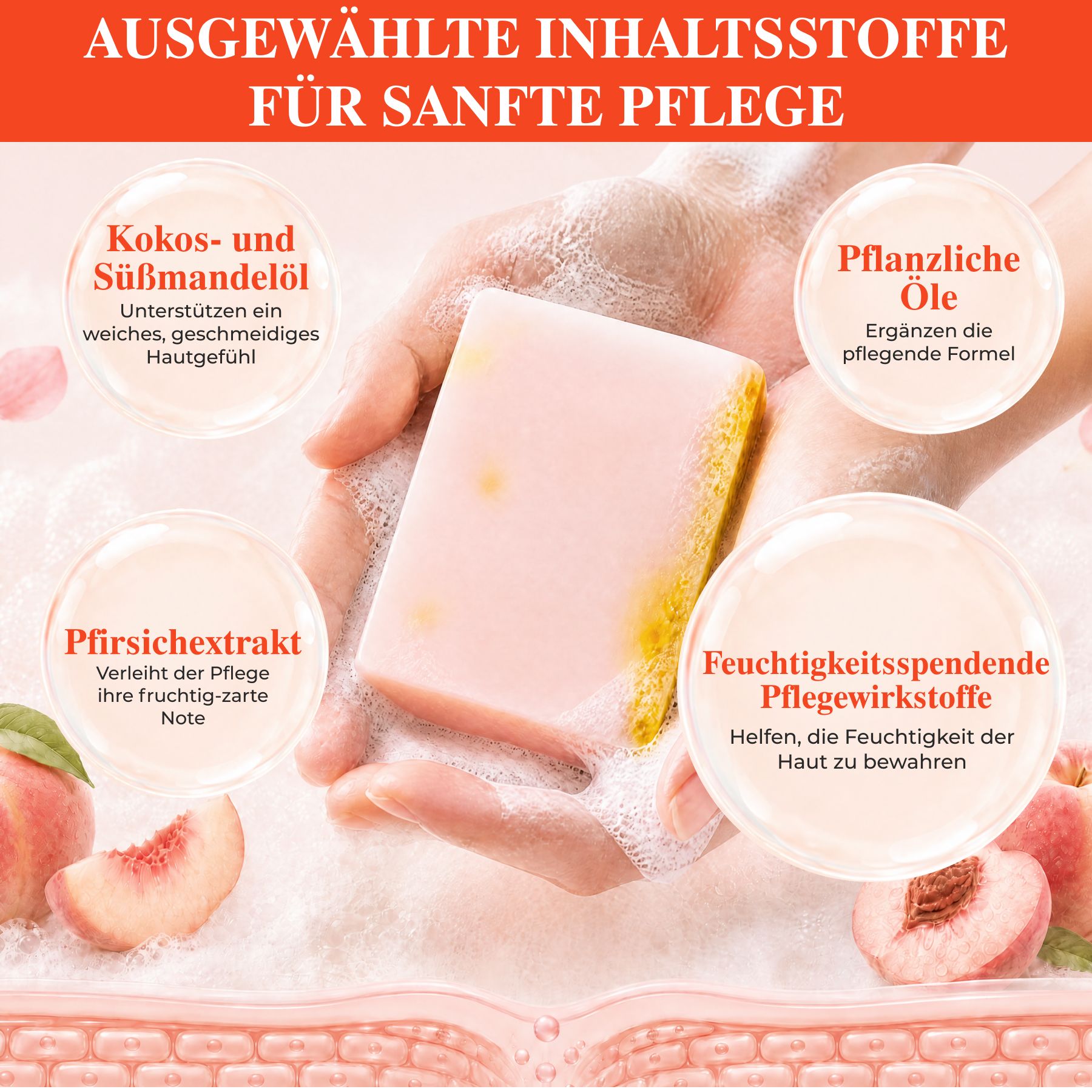 P-beauty Intimseife Yoni Bar Frauen Intimpflege pH-Balance mit Pfirsich