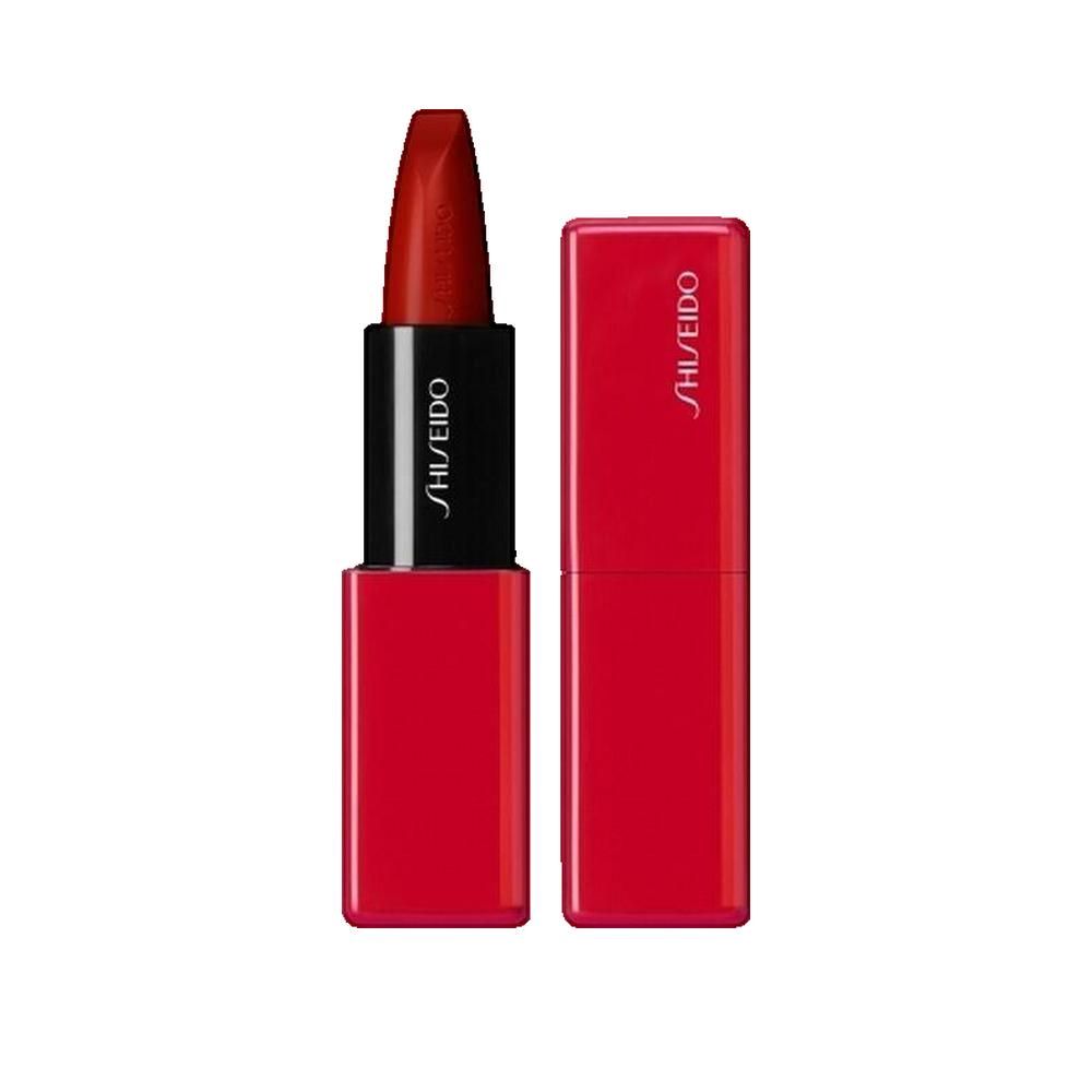 Roter Lippenstift mit schwarzem Schaft und roter Hülle. Auf der Hülle steht "SHISEIDO".