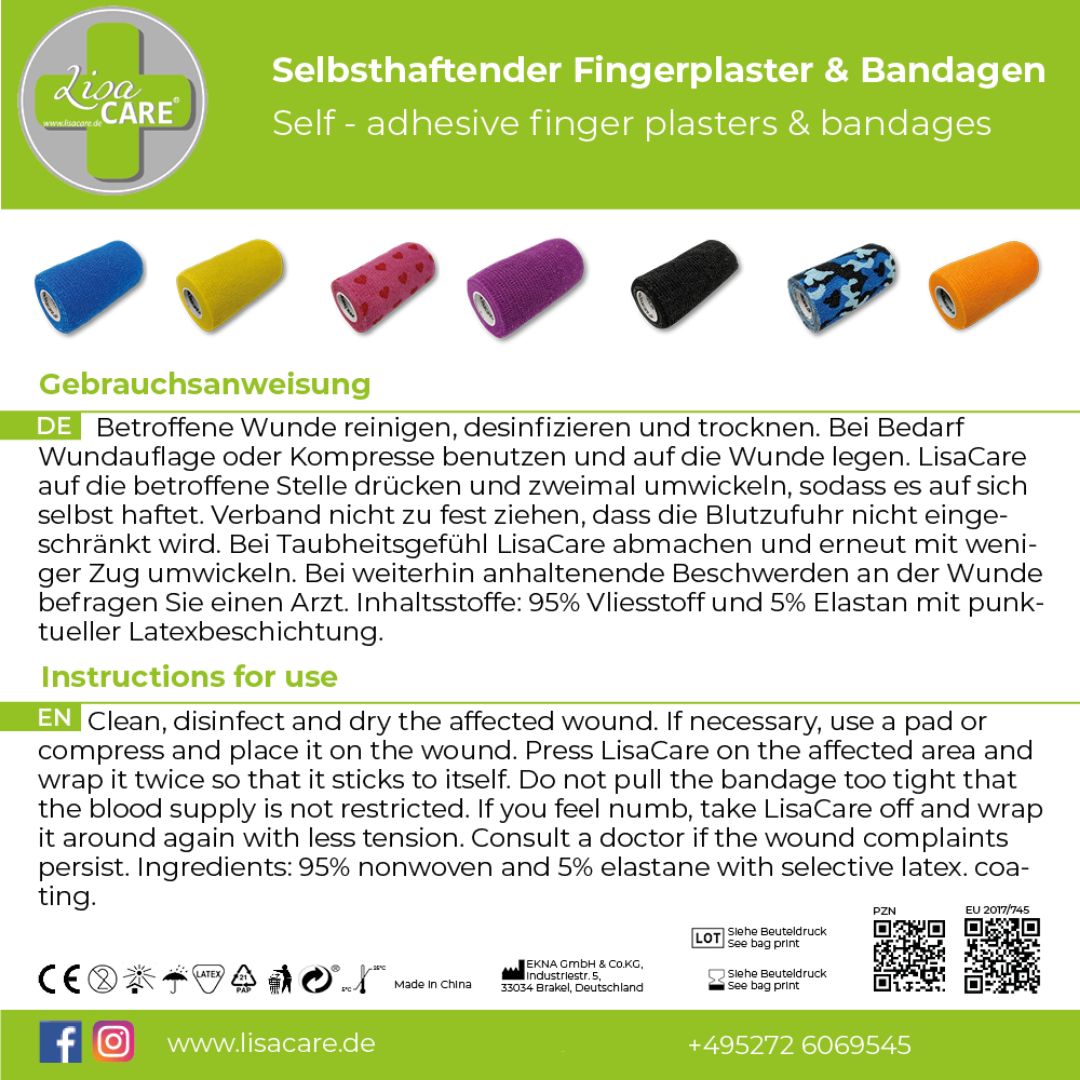LisaCare kohäsive Bandage - Pferde Weiß - 10cm x 4,5m
