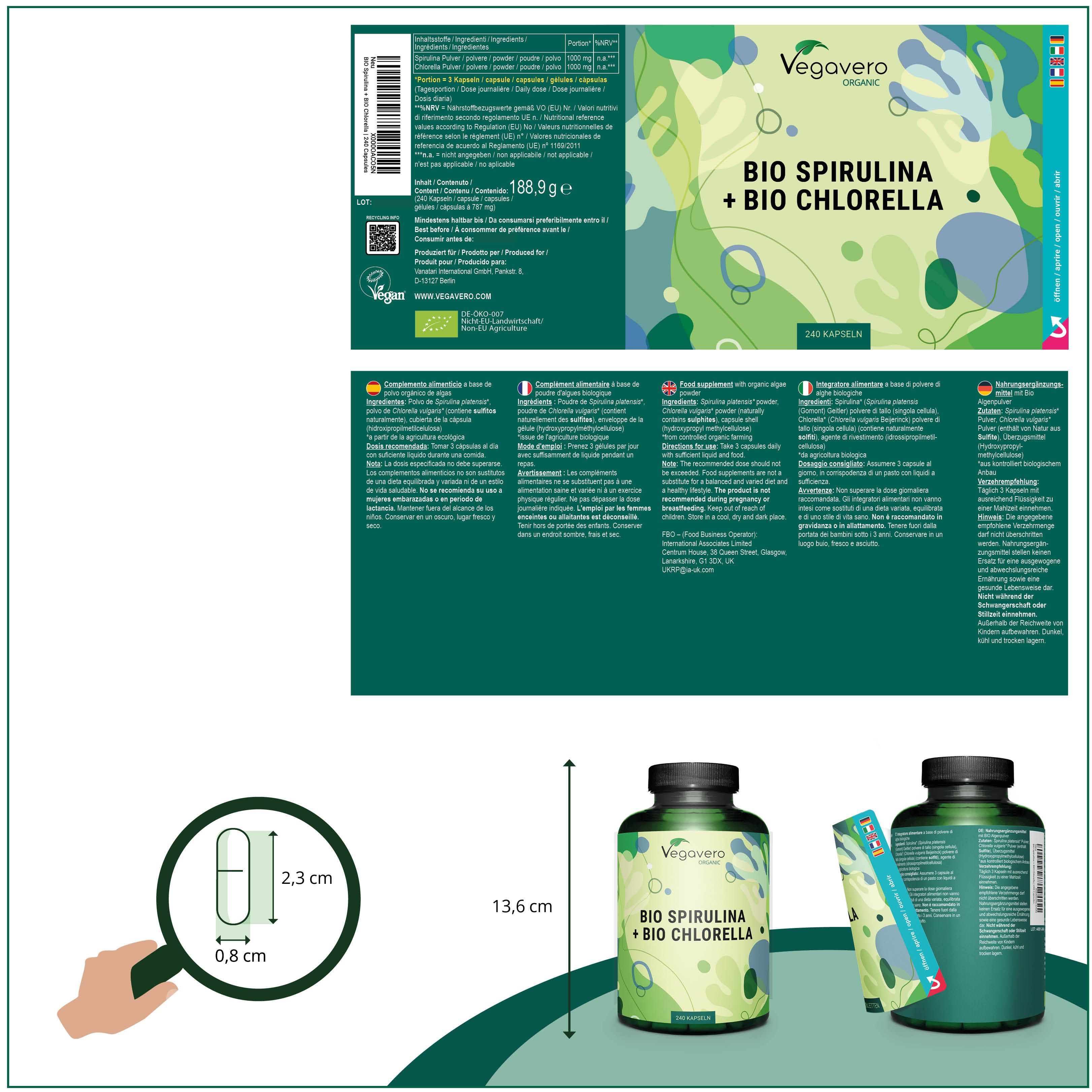 VEGAVERO Chlorella BIO + Spirulina BIO