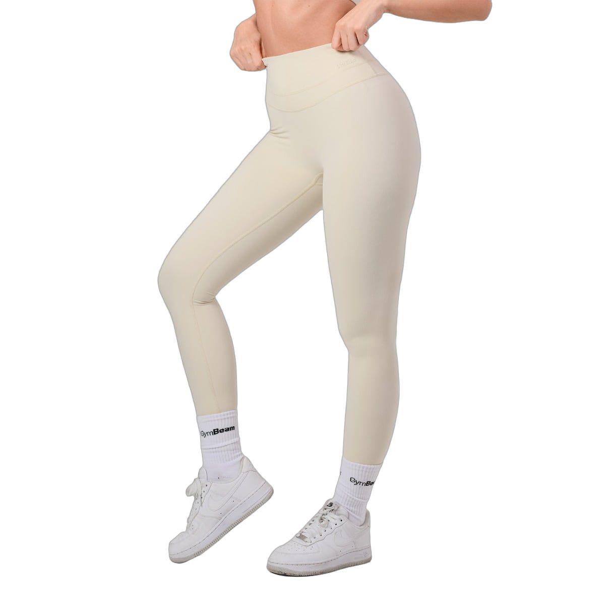 GymBeam Leggings Damen mit hoher Taille und ohne Frontnaht, Almond