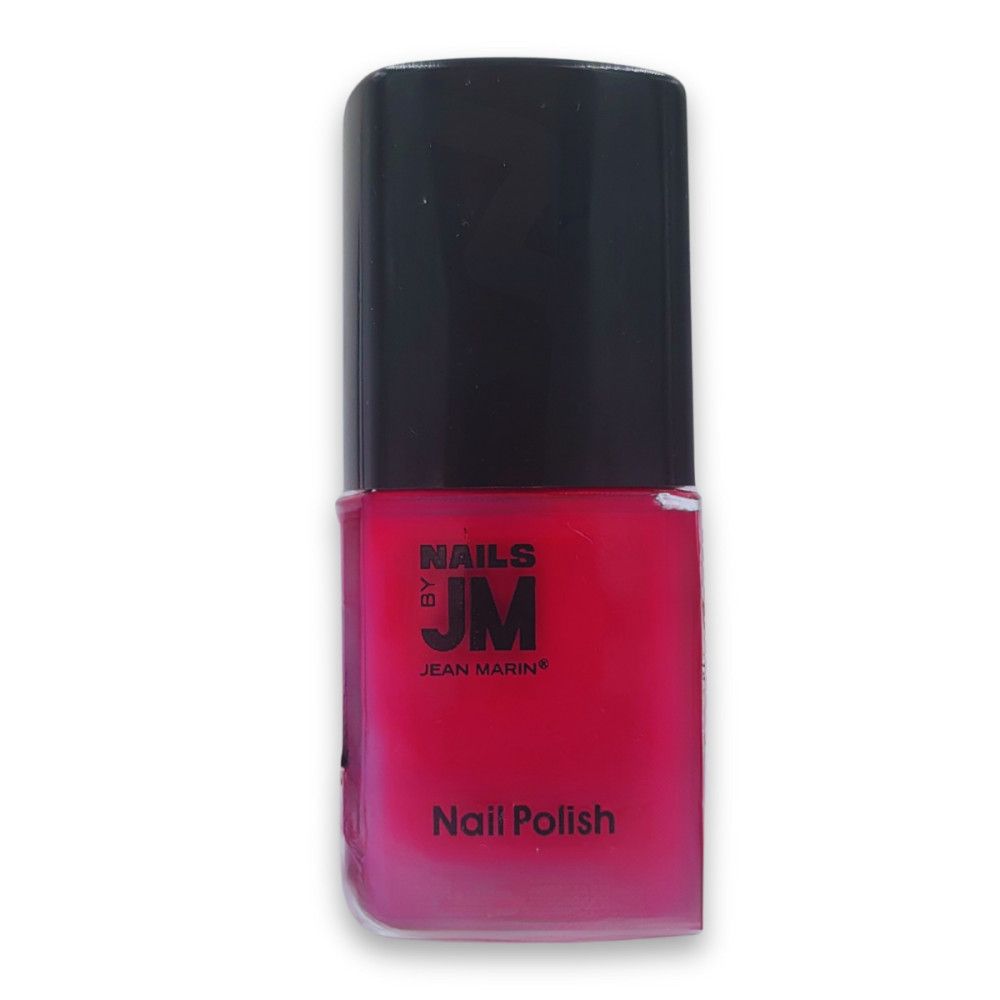 Rote Nagellackflasche mit schwarzem Deckel. Marke Jean Marin. Aufschrift: Nail Polish.