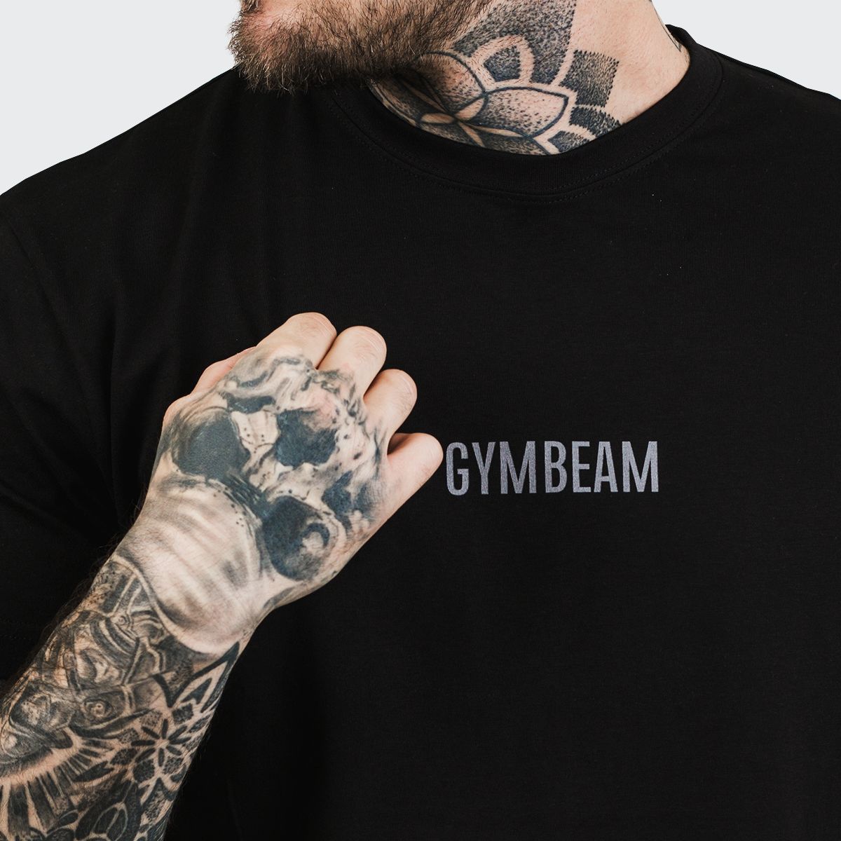 GymBeam T-Shirt Herren regular Kurzarm aus Baumwolle Schwarz FIT