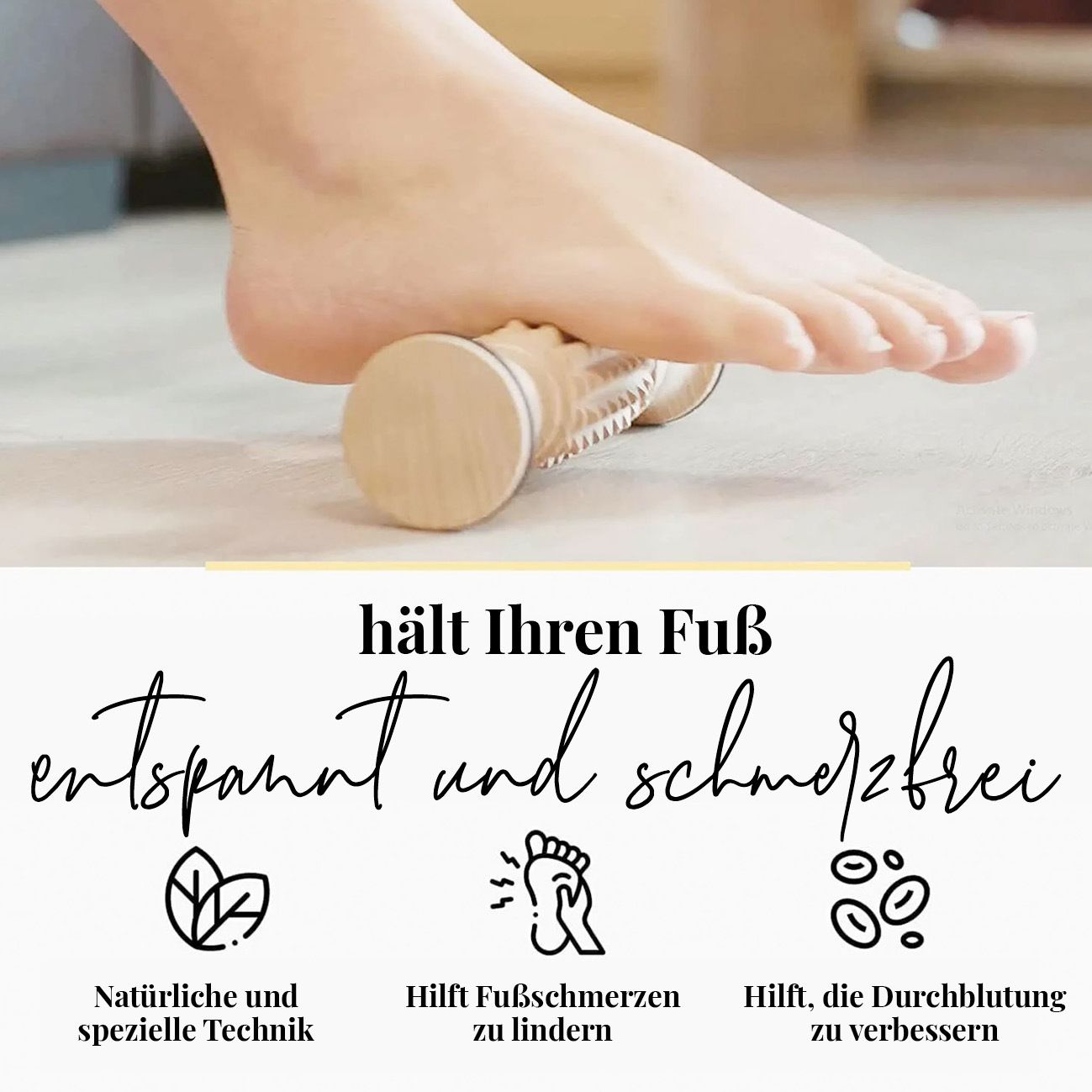 tuuli Fuß Fußmassagegerät Fußroller Fußmassage Set aus Holz 1 St