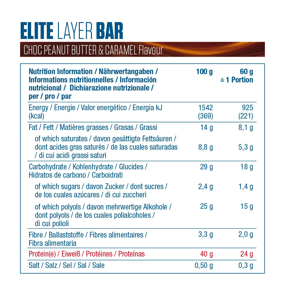 DYMATIZE Protein Riegel Elite Layer Bar Peanut Butter & Caramel