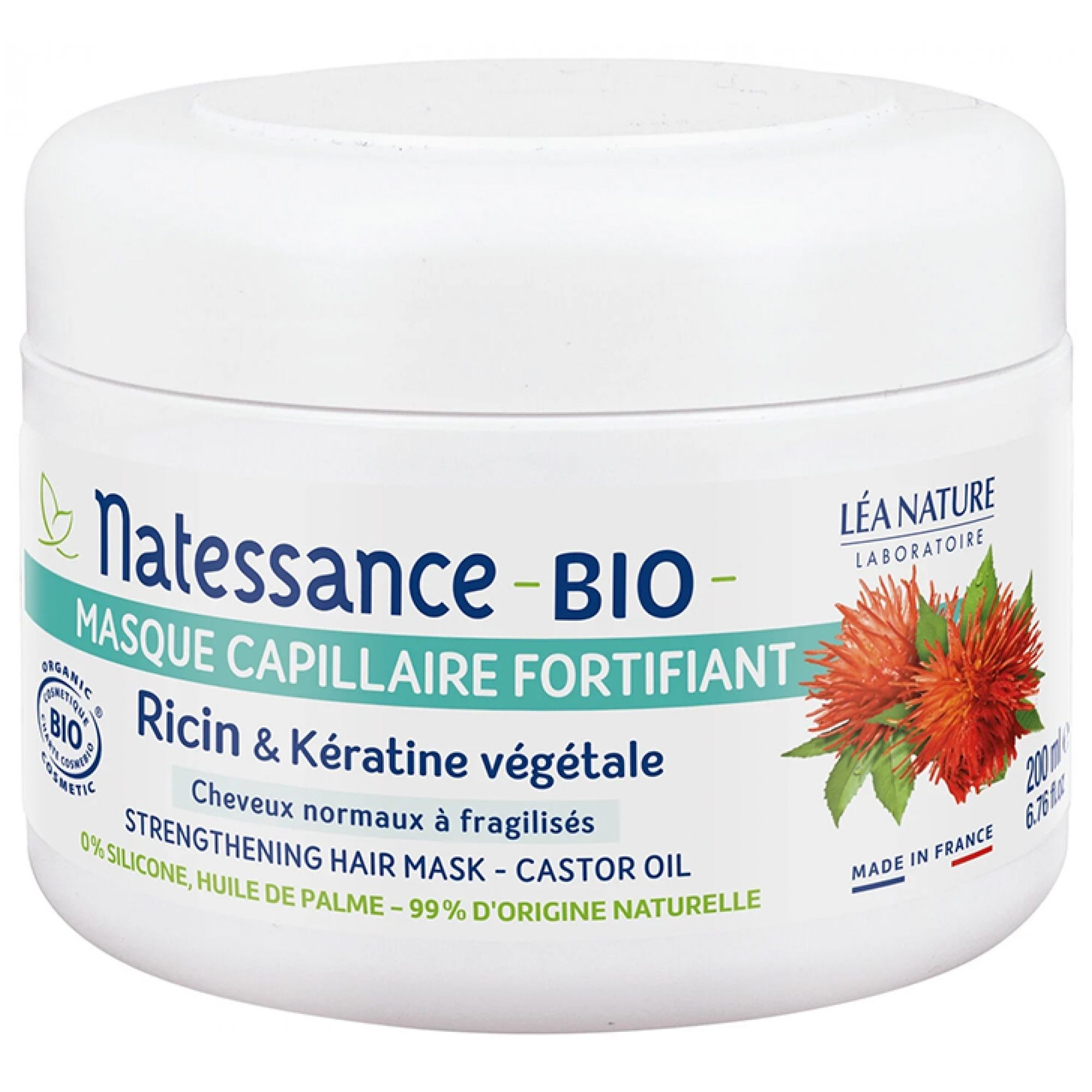 Natessance Kräftigende Haarmaske Bio-Rizin & Pflanzliches Keratin 6x8x8 cm