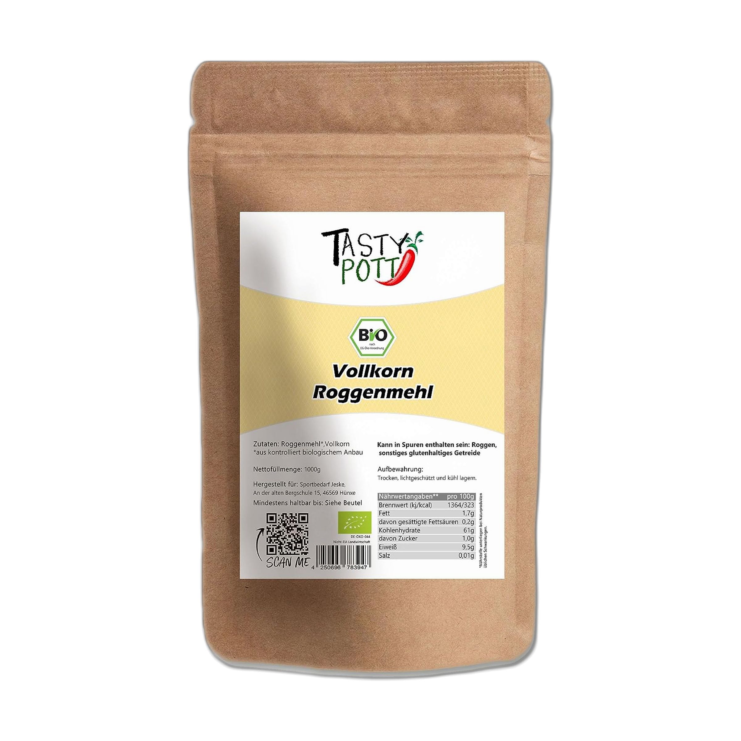 Tasty-Pott Tasty Pott Bio Roggenmehl Typ Vollkorn 1000 g