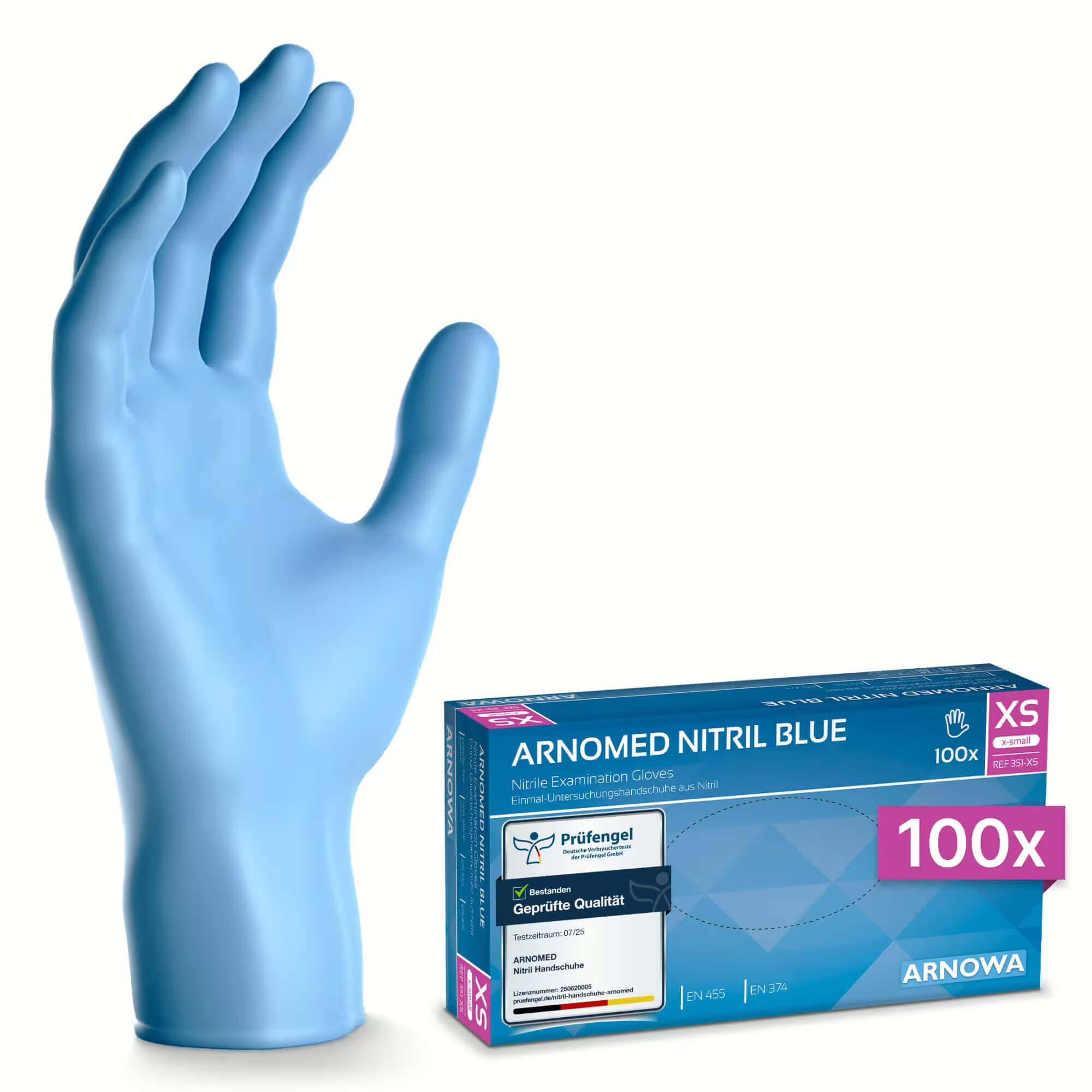 Arnowa Arnomed Nitril Blue Untersuchungshandschuhe Gr. XS 100 Pk Handschuhe