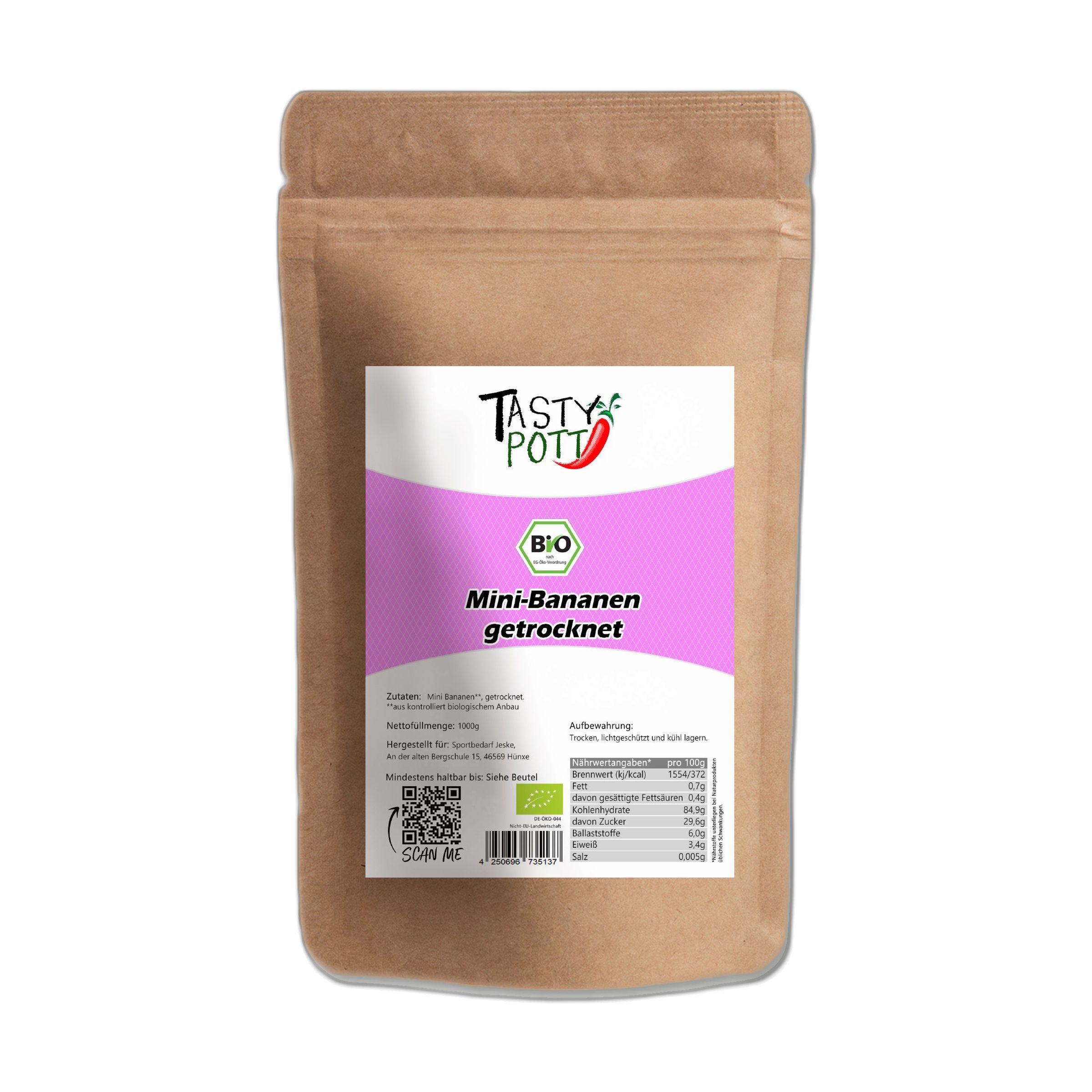 Tasty-Pott Tasty Pott getrocknete Baby Bananen 1000 g