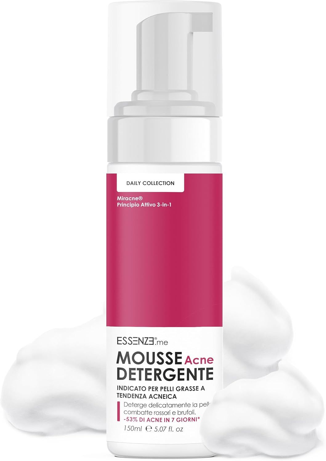 Essenze.me Mousse Detergente Viso Anti Acne per Pelle Grassa, Mista, a Tendenza Acneica - 150 ml