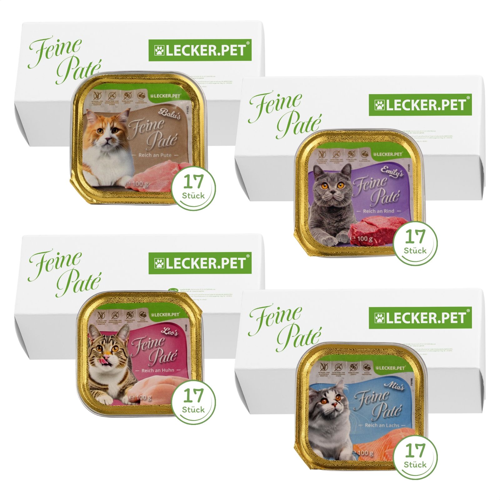 Lecker.Pet® Balu's, Emily's, Leo's & Mia's Feine Paté Katzenfutter Nassfutter Mix 6,8 kg Nicht relevant