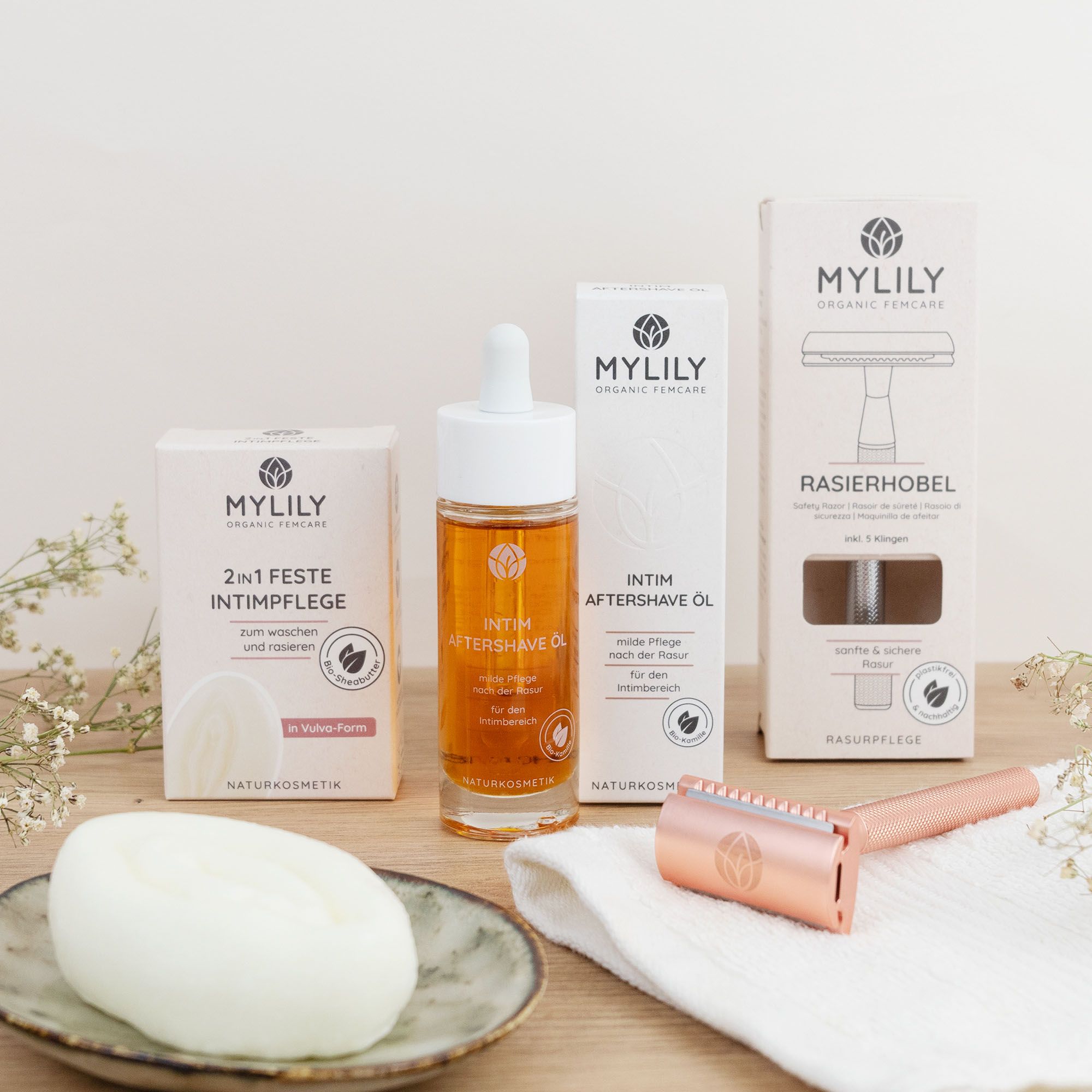 MYLILY Vulva Care Set | Intimpflege Set mit Rasierhobel in Roségold