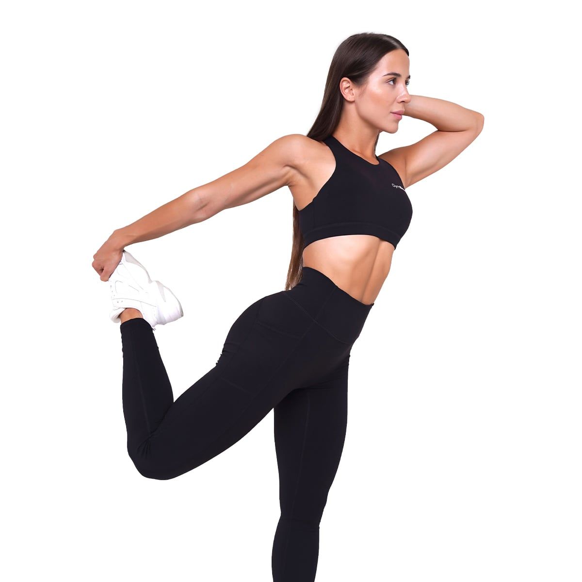 GymBeam Leggings Damen mit hoher Taille, Seitentaschen und Ignite Modell Schwarz