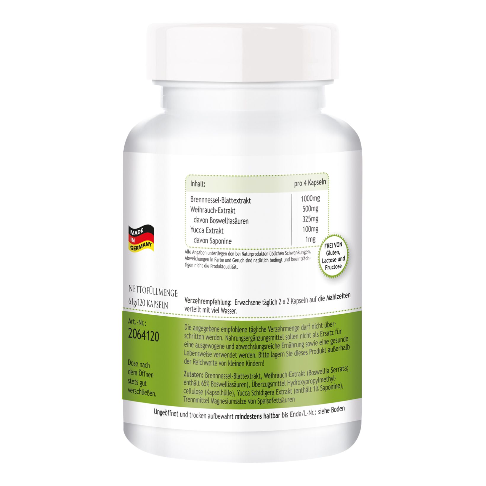 Warnke Vitalstoffe | Brennnessel Plus Weihrauch-Extrakt und Yucca