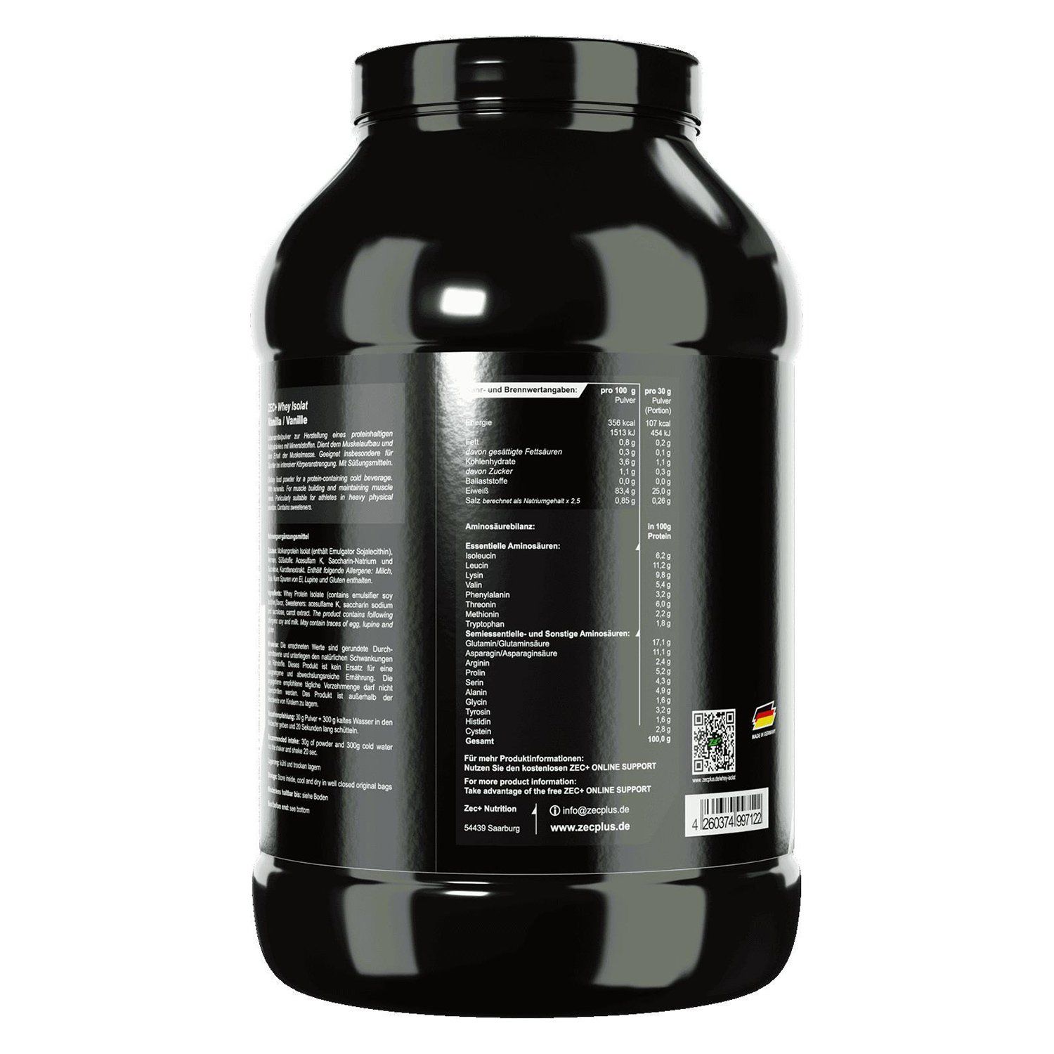 Zec+ Whey Isolat Protein/ Eiweiß Vanille 2500 g Pulver