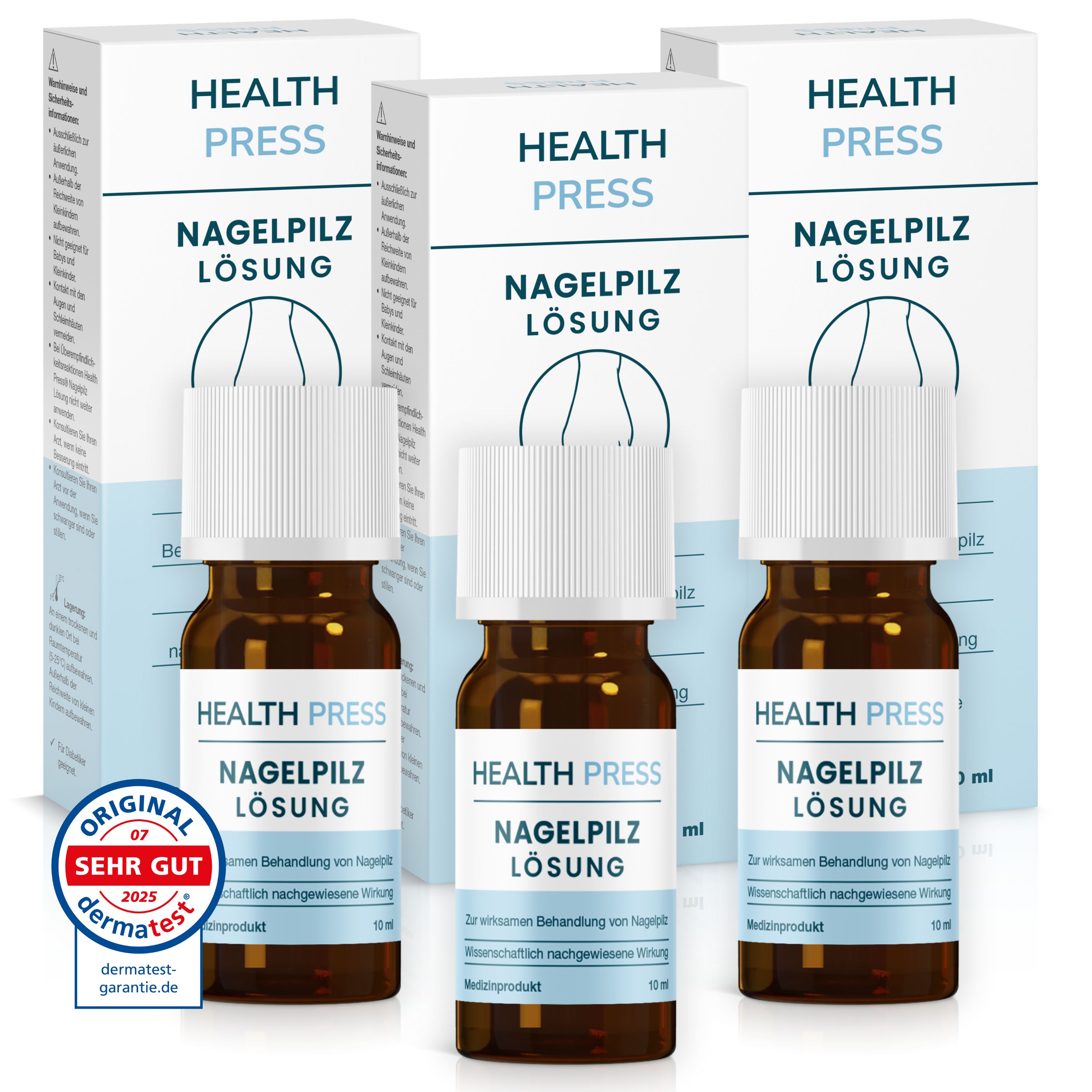Health Press Nagelpilzkur – Nagelpilz Lack für schnelle & effektive Behandlung 3x10 ml Lösung