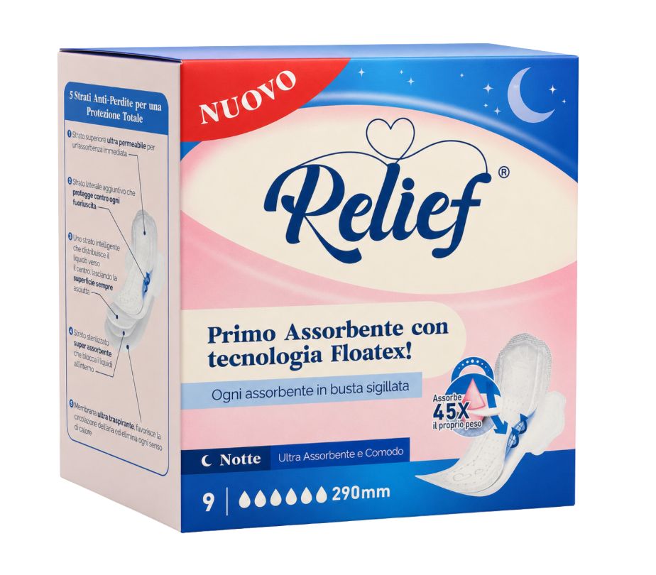 Relief Srl Bianco Relief Assorbenti Notte 9 Pezzi - Immagine 6