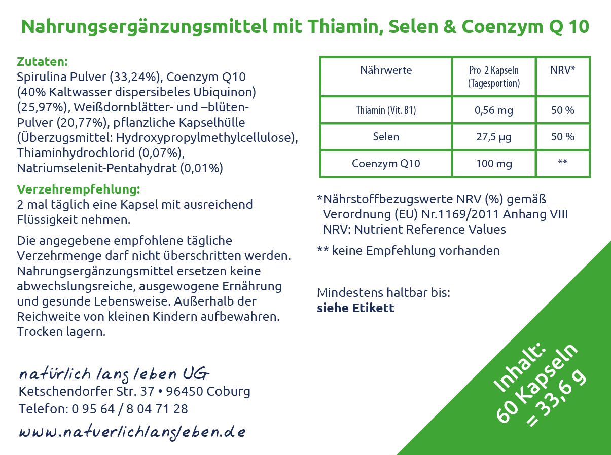 natürlich lang leben Vitamin B1 plus 28,8 g Kapseln