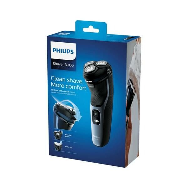 Philips Rasierer S3133/51 Series 3000 schwarz/hellblau Nass- und Trockenrasierer