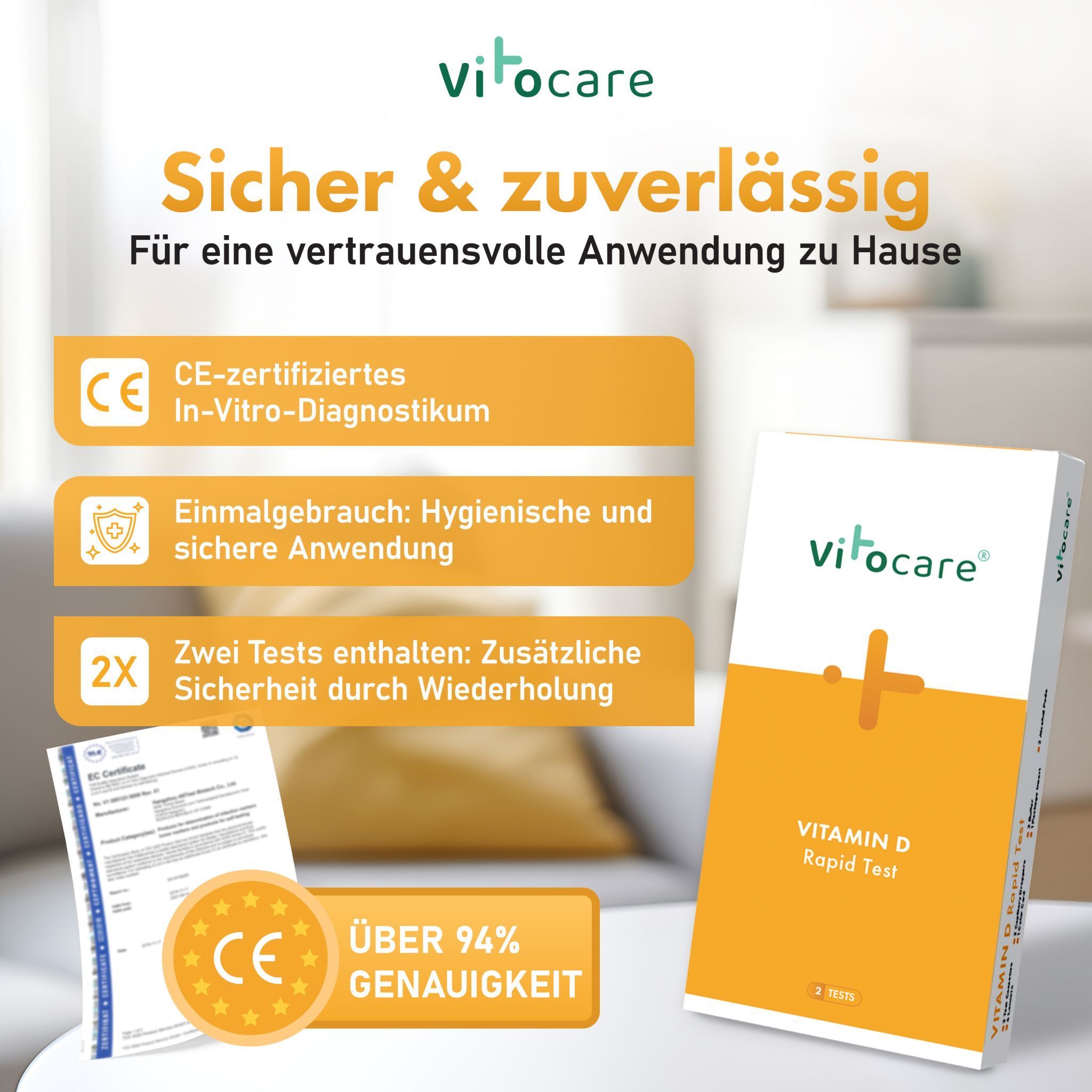 VITOCARE Vitamin D Test f. Zuhause | Vitamin D Mangel Selbsttest