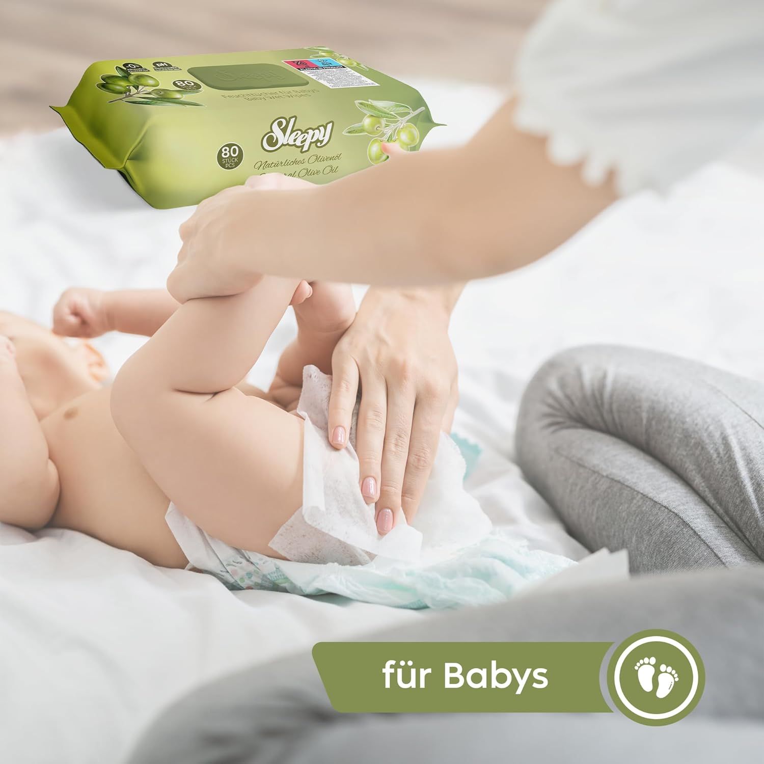 Sleepy Feuchttücher – Olivenöl & Baumwolle