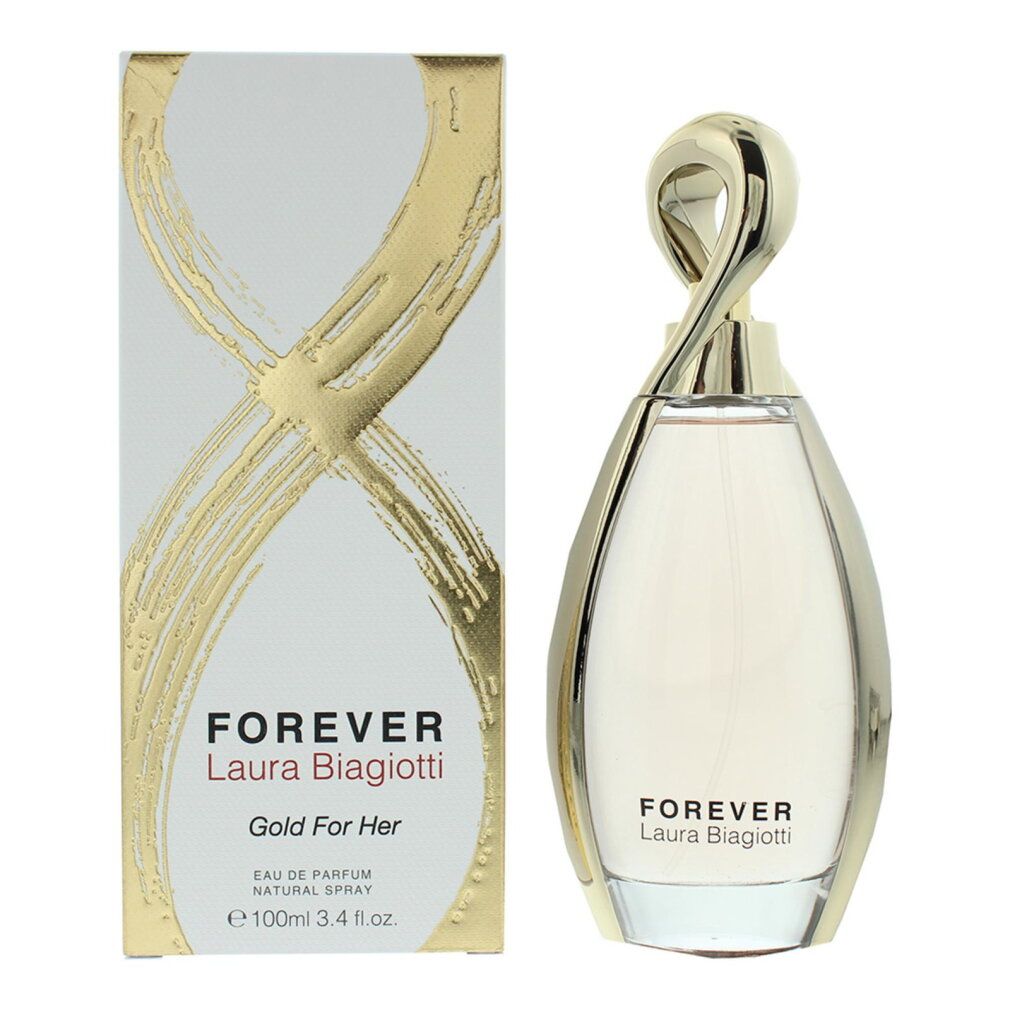 Laura Biagiotti Forever Gold Eau de Parfum Flakon und Verpackung.