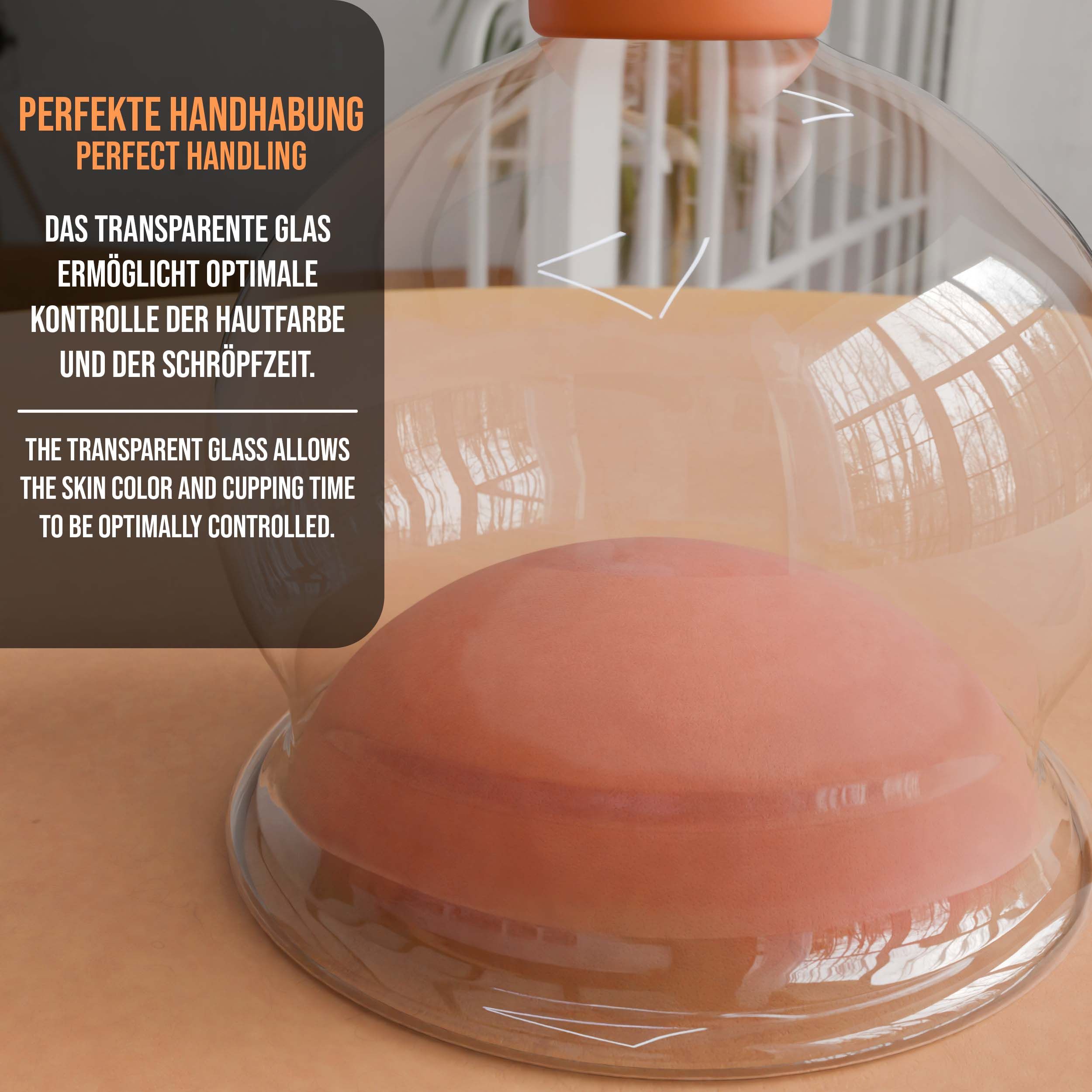 Pulox Schröpfgläser aus Echtglas mit Saugball - Set Duo Groß in Braun: 52mm, 62mm