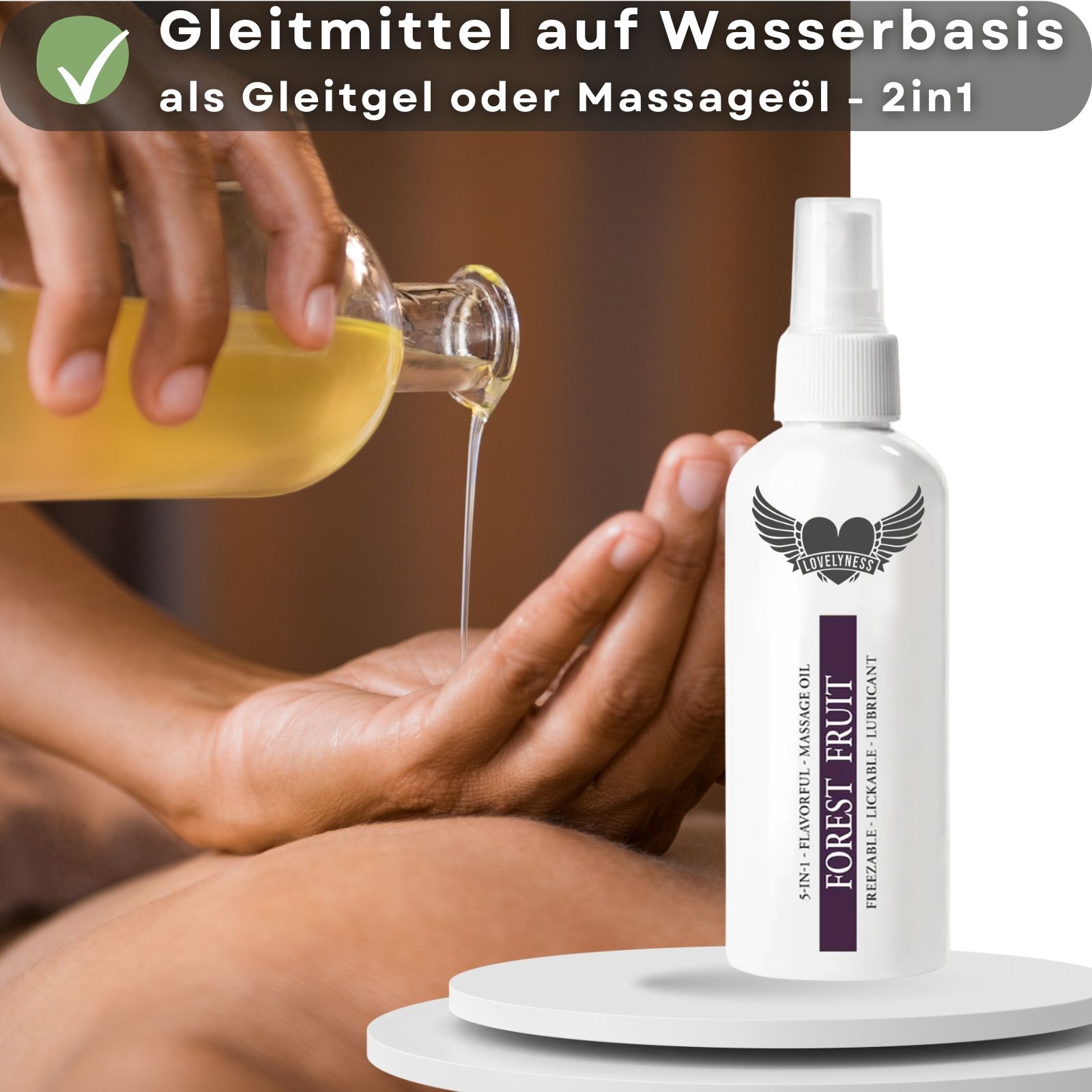 Lovelyness - Gleitgel und Massageöl 2in1 mit Geschmack Waldfrucht