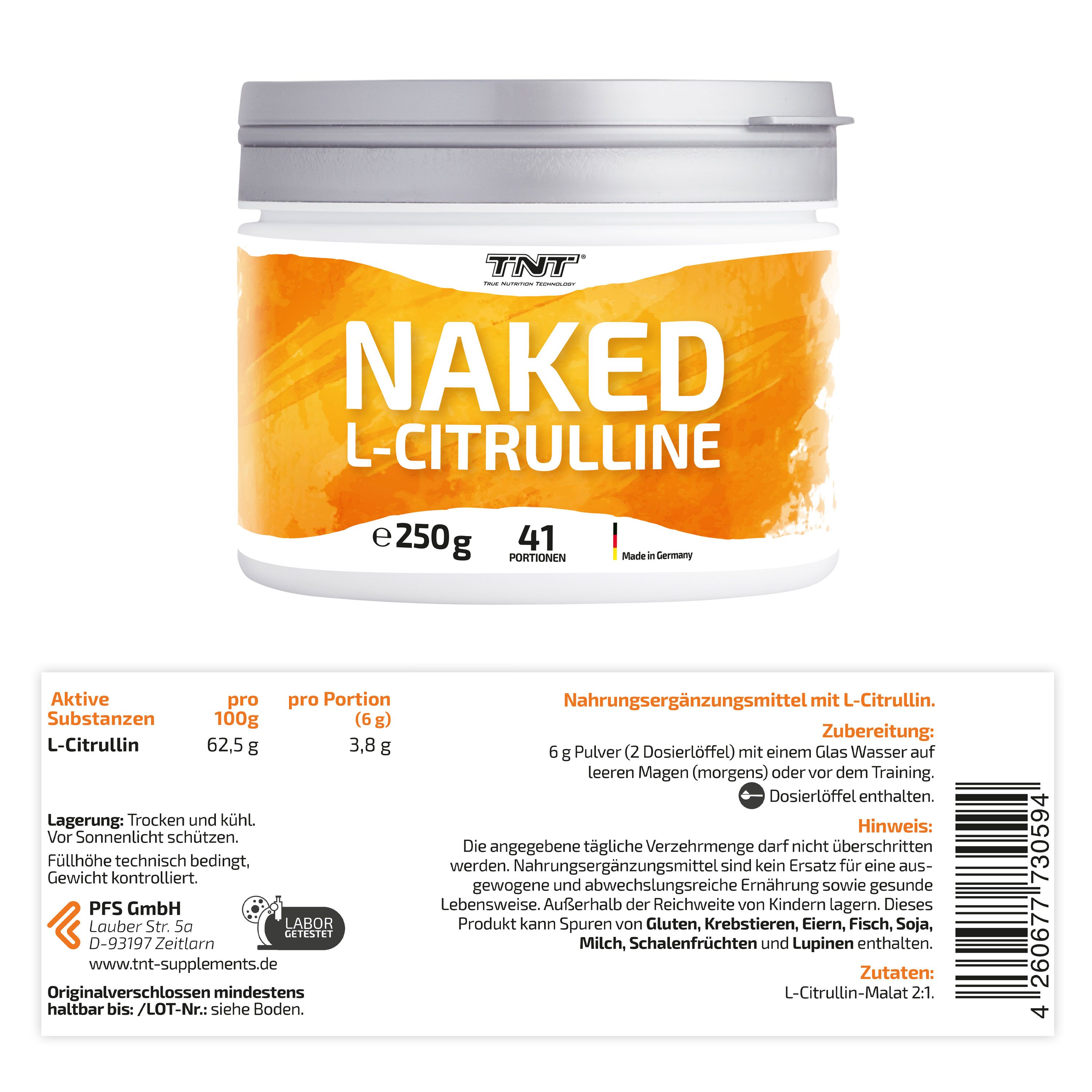 TNT Naked L-Citrulline - ohne Zusätze 0,25 kg Pulver