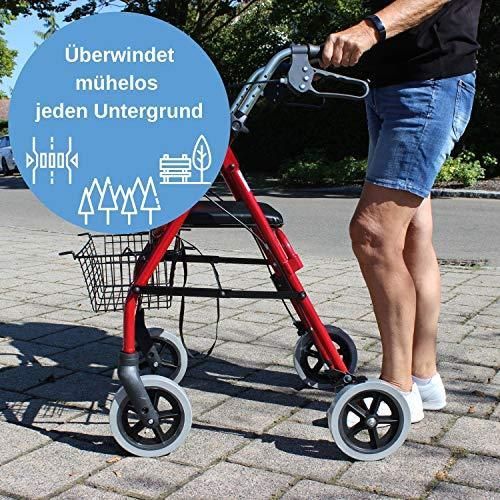 Trendmobil Rollator LR 56  inkl. Korb und Stockhalterung (Farbe  rot)