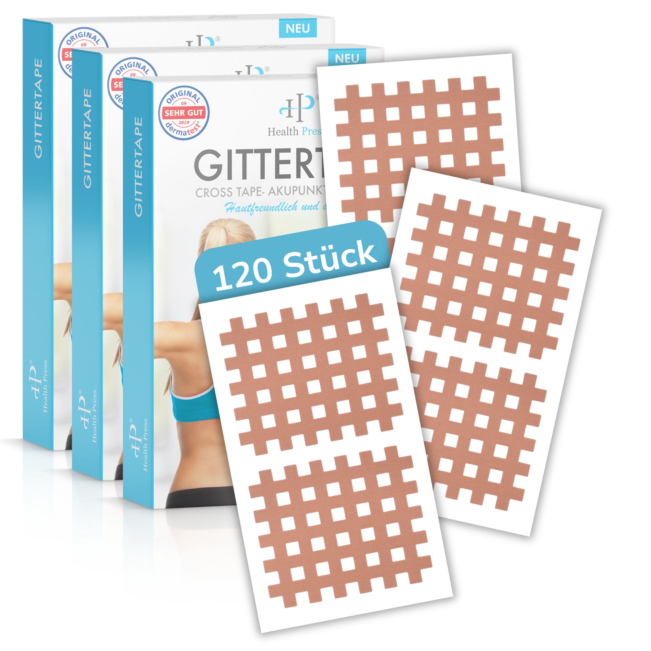 Health Press Gittertape Typ C 3er Set – Crosstape & Gitterpflaster