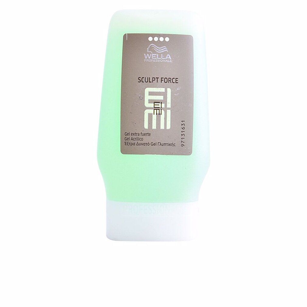 Grünes Gel in einer Flasche. Aufschrift: Wella Eimi Sculpt Force. Haltegrad 4.