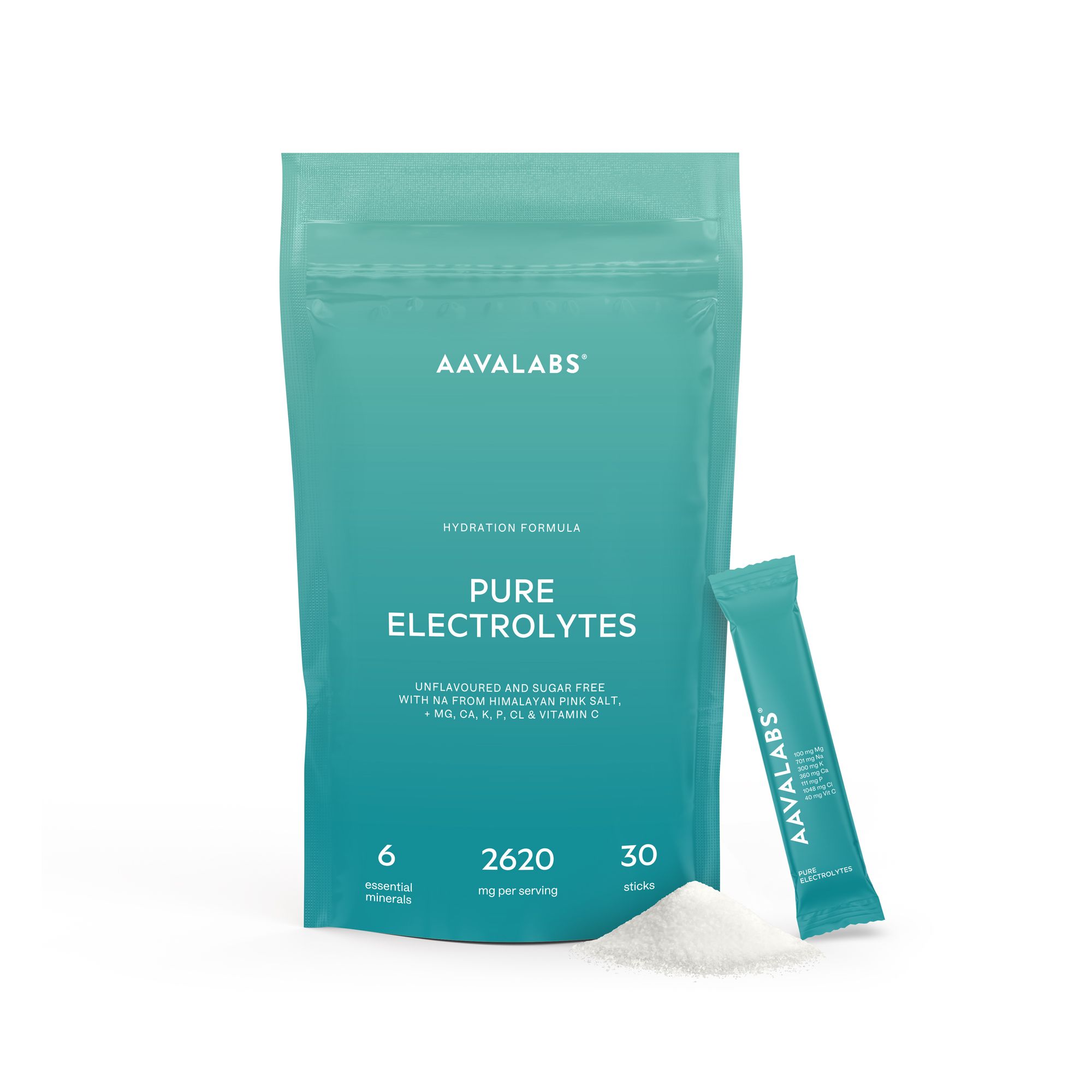 Aavalabs Elektrolyte Pulver | Magnesium & Kalium Zuckerfrei 30 Sticks St zur Herstellung einer Susp. zum Einnehmen