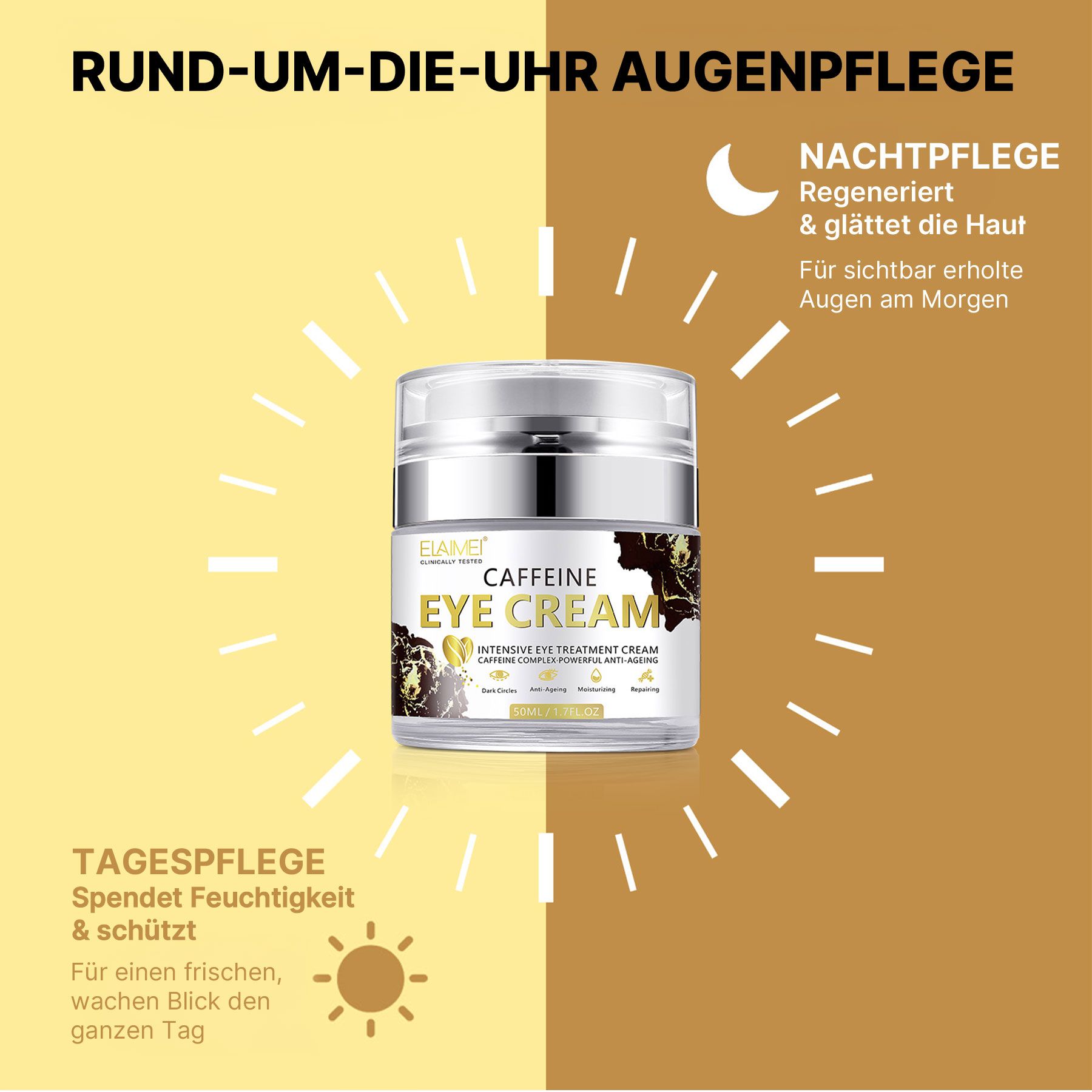 ALIVER Anti-Aging-Augencreme mit Koffein Reduziert Augenringe