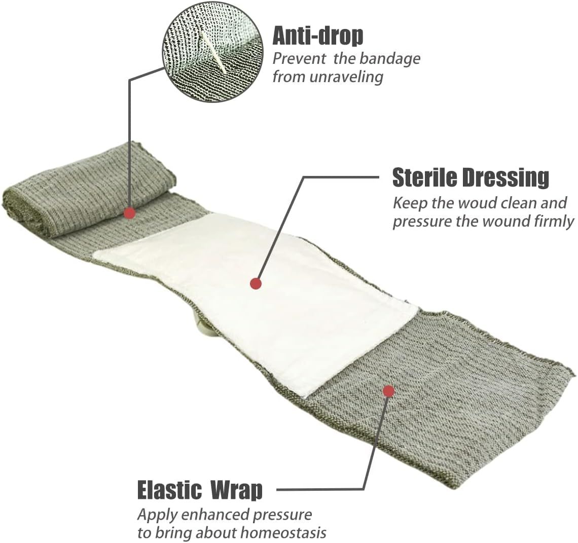 Elastische Binde mit sterilem Verband und Anti-Drop-Funktion zur Wundversorgung.