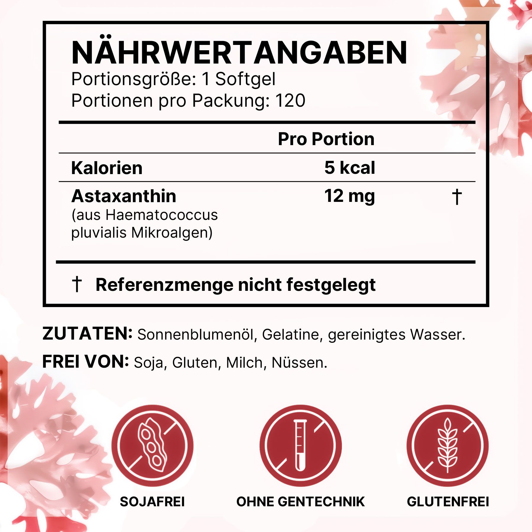 Aliver Astaxanthin Hochdosiert Antioxidans für Immunsystem mit Algenextrakt