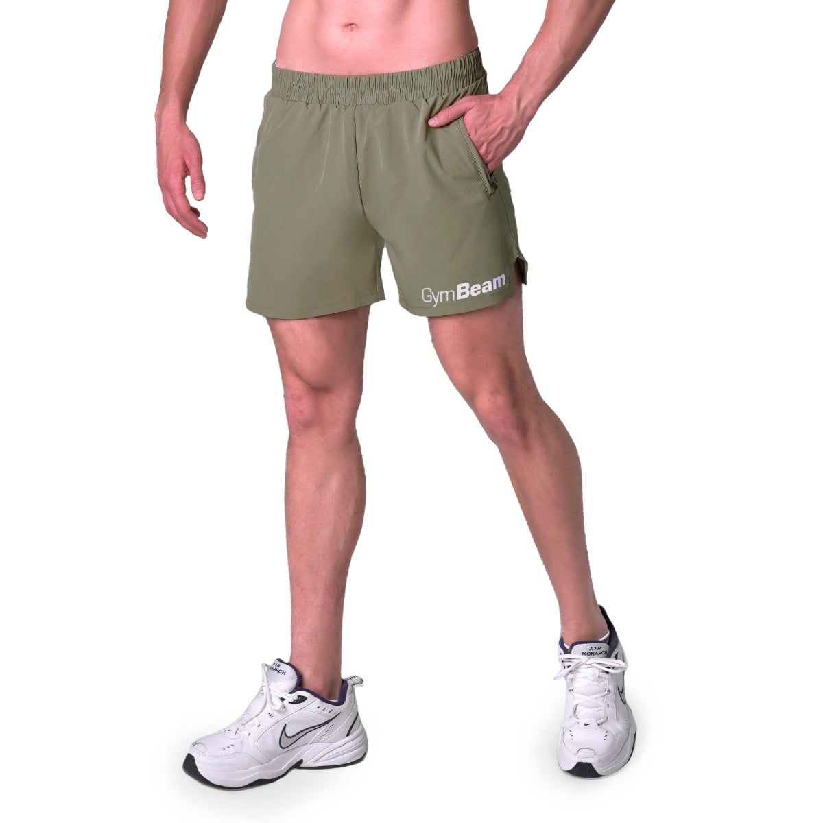 GymBeam Shorts Herren Essence Light Regular mit Reißverschlusstaschen in Grün 1 St
