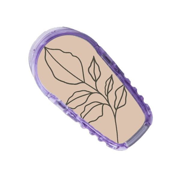 Diasticker® Dexcom G6 Stickerset "Blätter" mit Blattmuster und lilafarbenem Rand.
