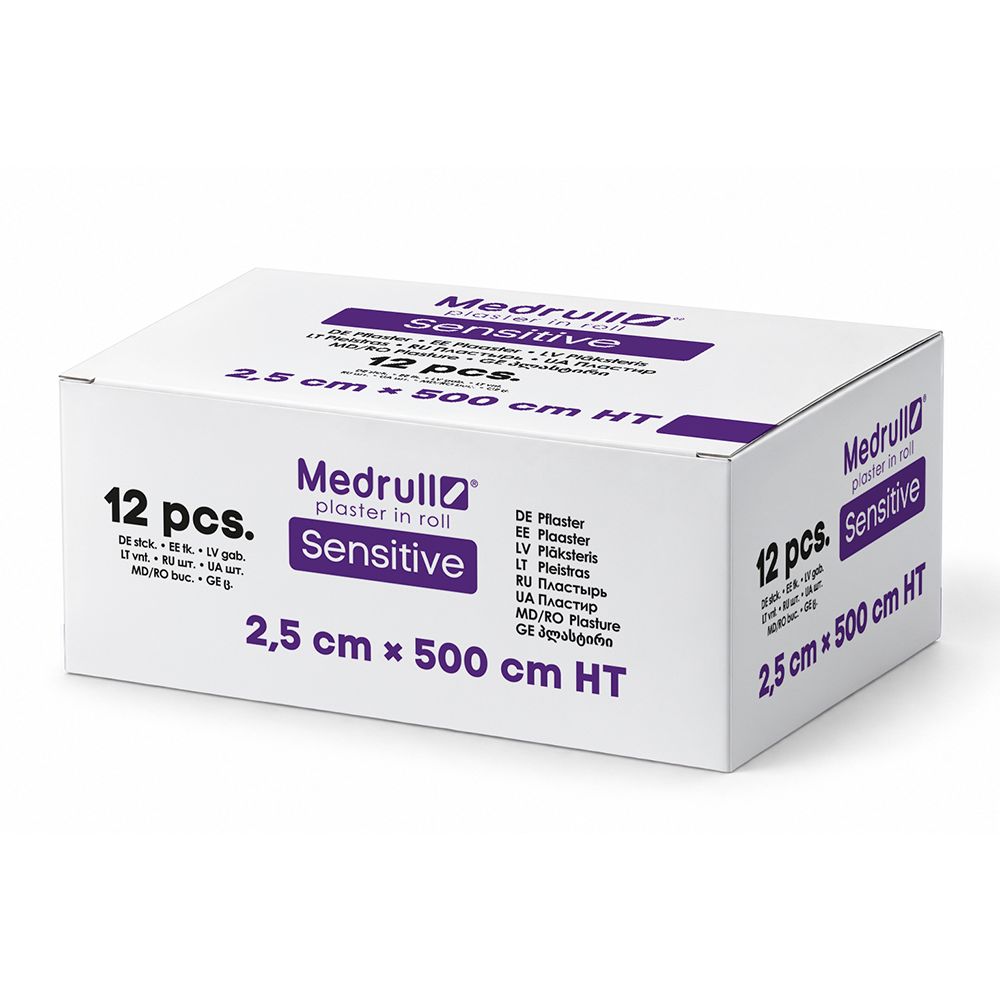 Medrull Sensitive Pflaster in Rolle, 12 Stück, 2,5 cm x 500 cm.