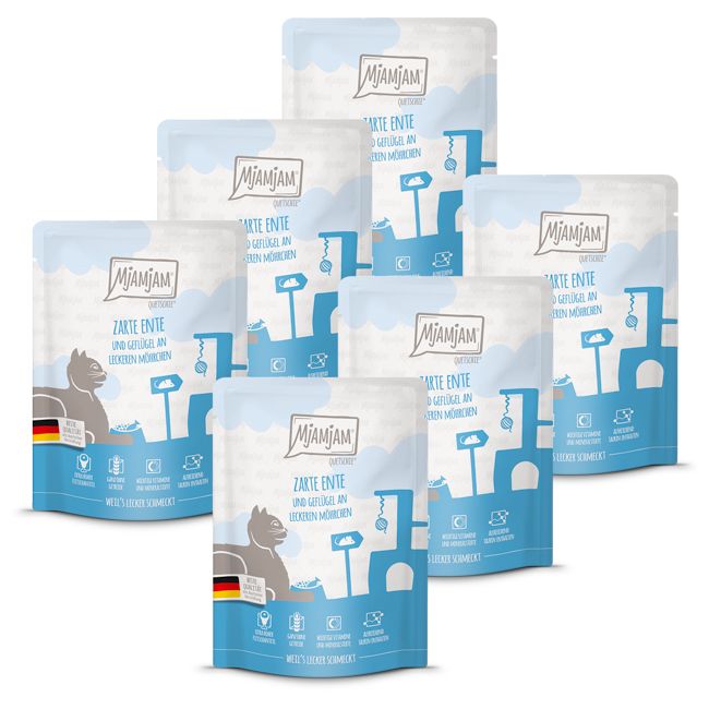 MjAMjAM - Quetschie zarte Ente & Geflügel an leckeren Möhrchen 6x300 g Futter