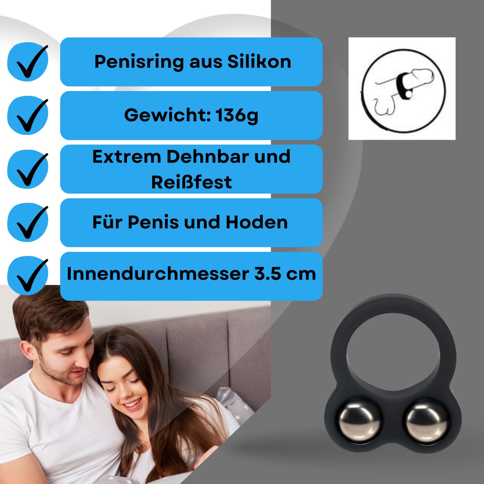 Lovelyness - Penisring mit Gewicht - Heavy - M