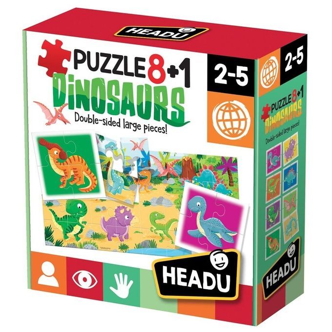 Headu Puzzle 8+1 Dinosaurs
