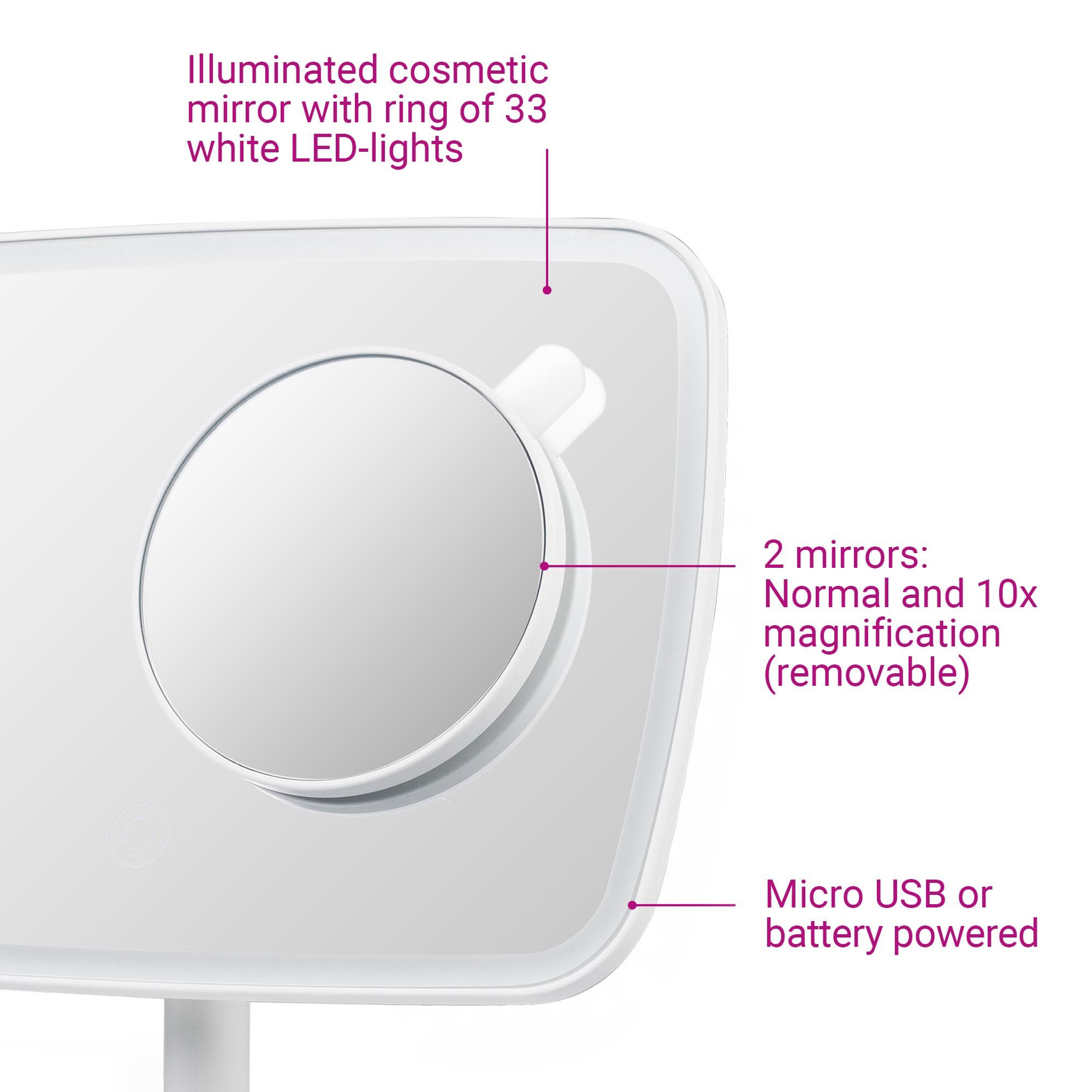 medisana CM 848 Kosmetikspiegel - Schminkspiegel mit dimmbarer LED-Beleuchtung und 5 & 10-fach Zoom