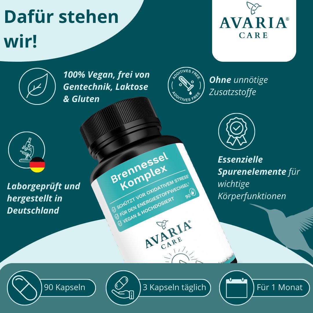 AVARIA CARE® Brennnessel Komplex – hochdosiert – vegan – mit Mangan & Kupfer
