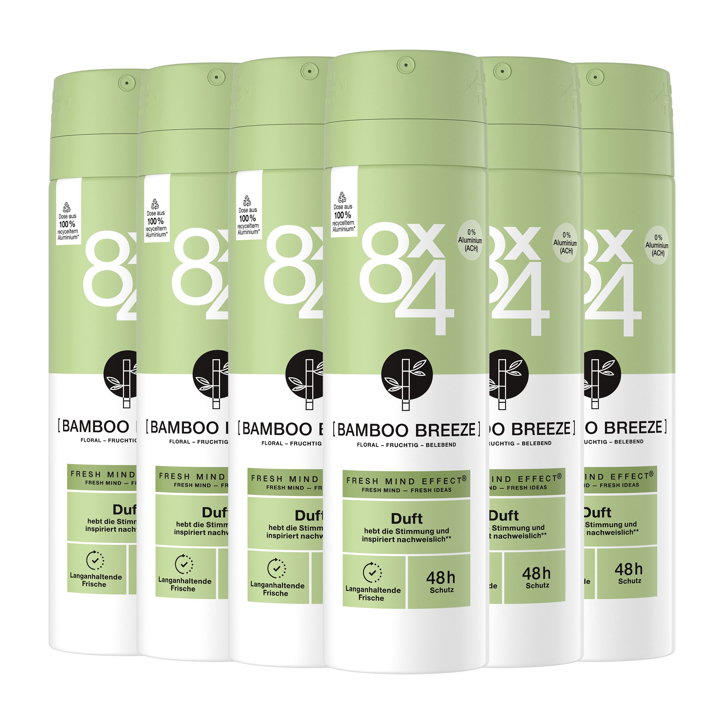 8x4 Deo Spray Bamboo Breeze Fresh Mind Effect® und 48h Schutz