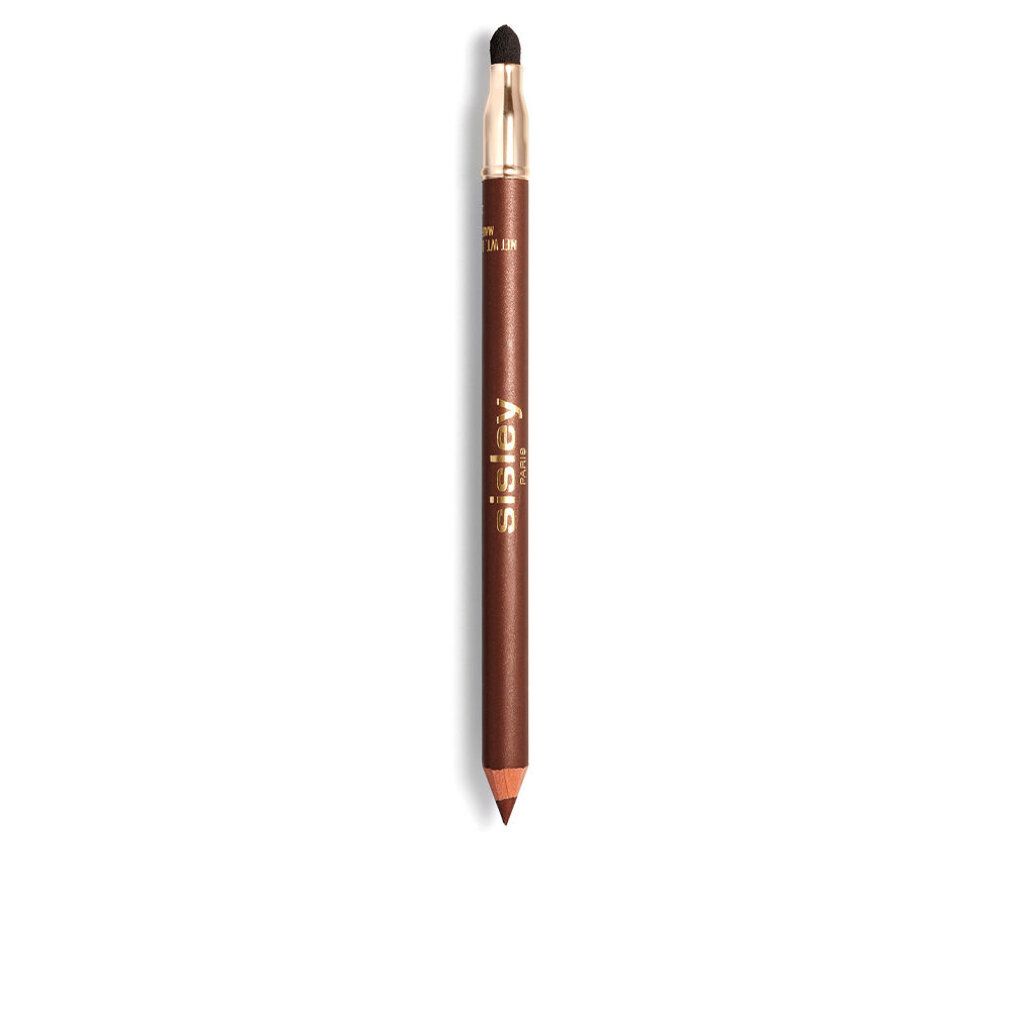 Sisley Phyto-Khol Perfect. Brauner Kajalstift mit Spitze und Applikator. Goldfarbene Details. Auf weißem Hintergrund.