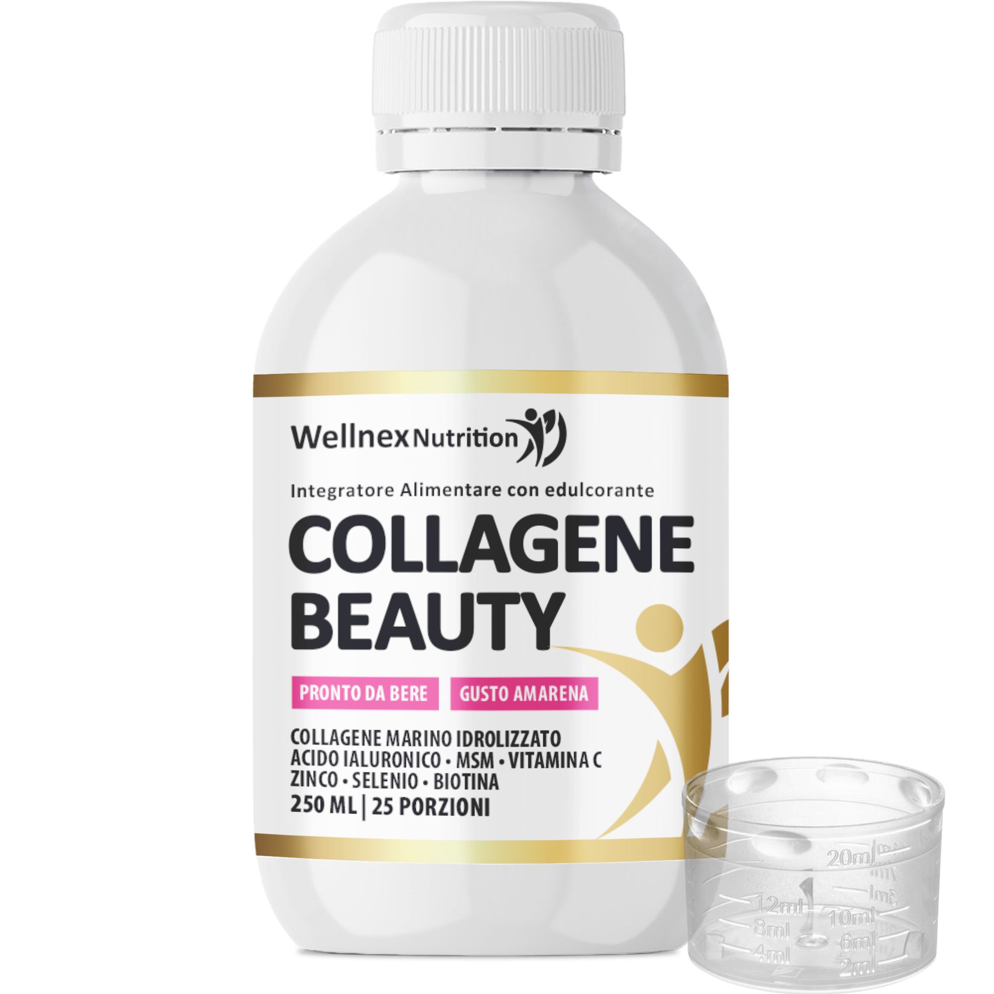 Wellnex Collagene da Bere Shot a Base Di Collagene Marino e Acido Ialuronico - Pelle Unghie Capelli