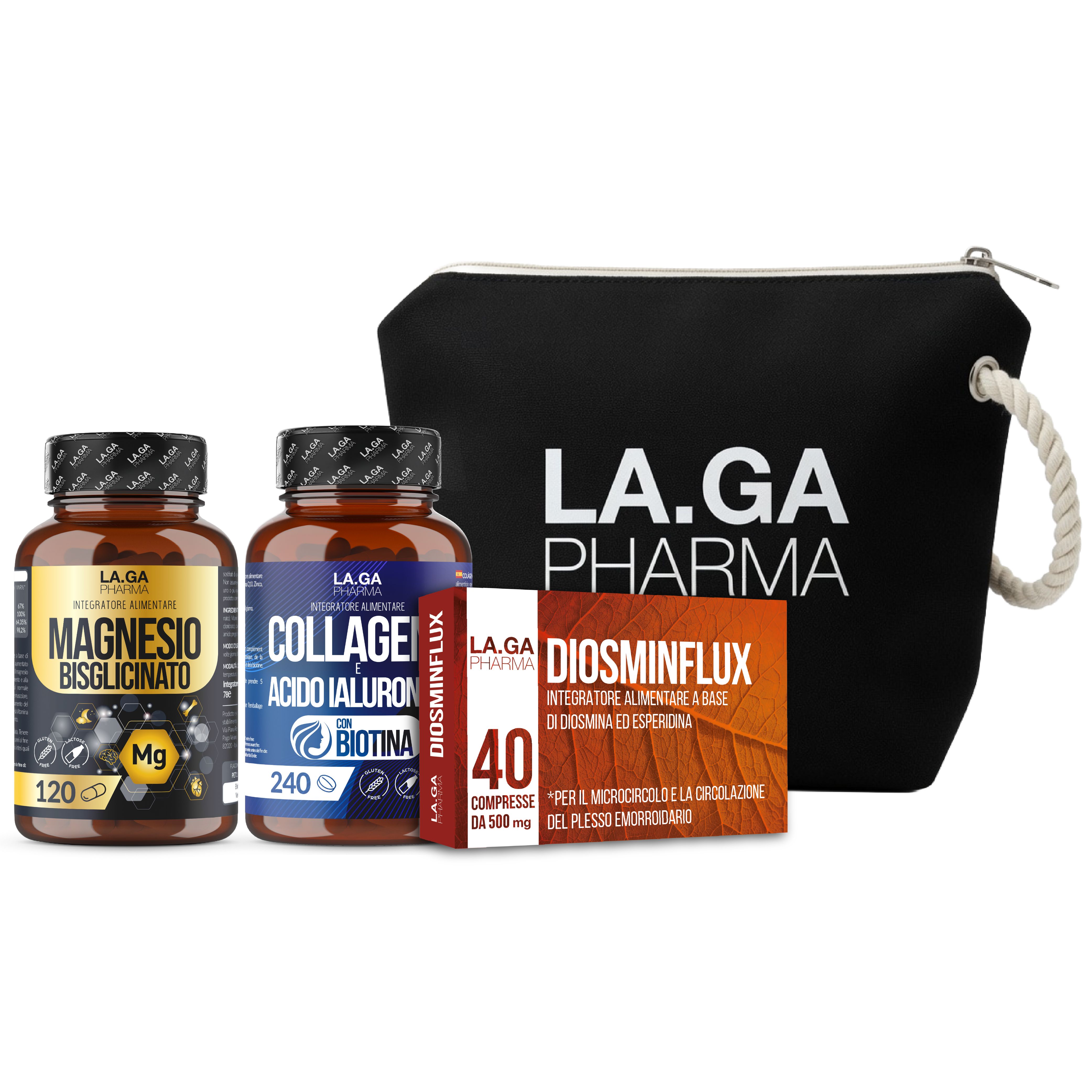 La.ga Leichte Beine Bundle – Magnesium + Diosminflux Kollagen Strand-Clutch 400 St